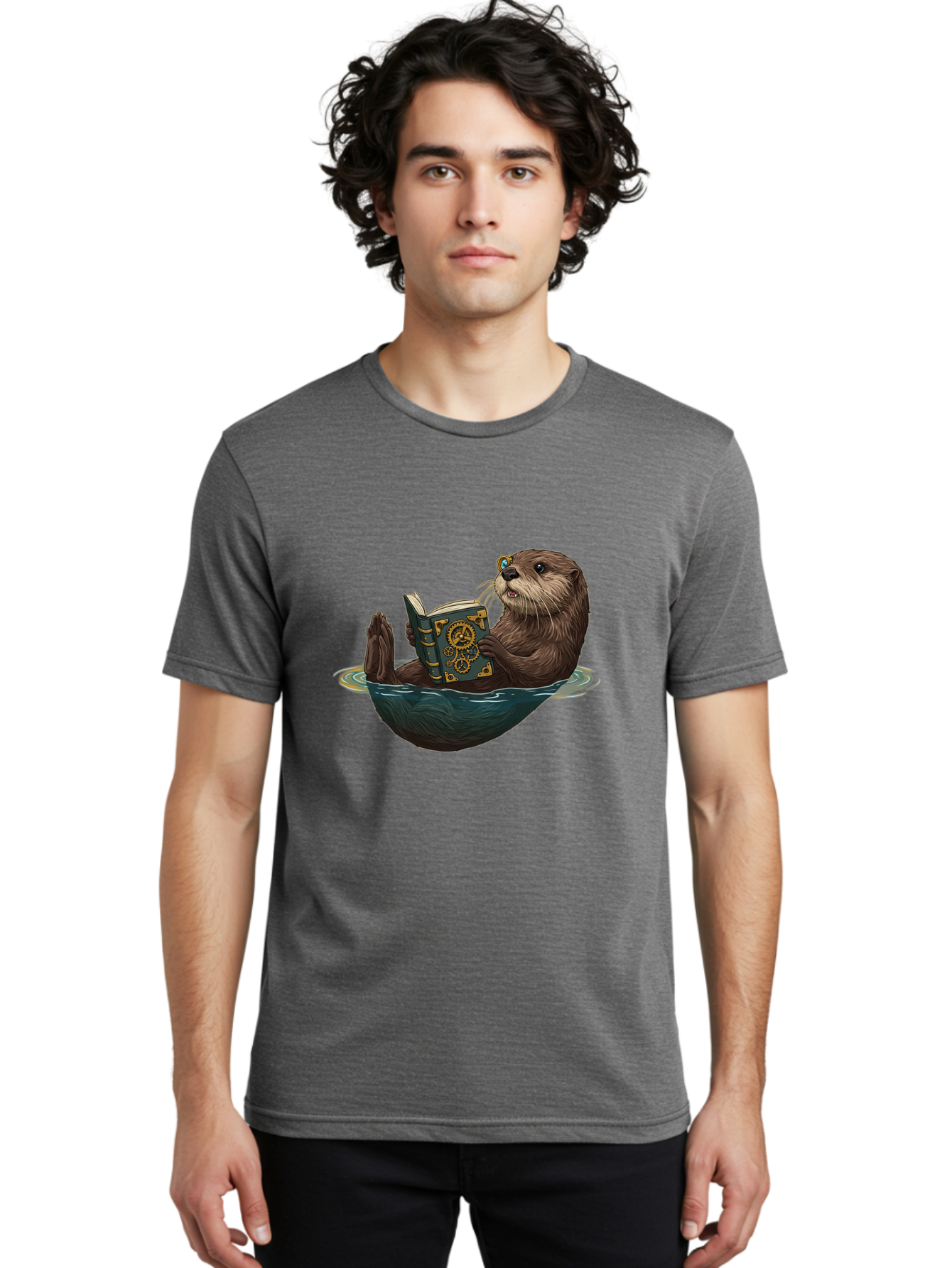Otter-Reading-Book-1 Men'S Graphic Tee, 100% Cotton, Comfortable Casual Summer Wear, Machine Washable, Vintage Camera, Old Camera, Antique Camera, Black Camera, Classic Photography, Photography Equipment, Nostalgic Device, Film Camera, Bal011