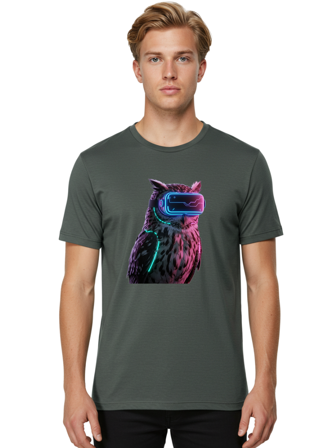 Owl-Vr-Headset-1 Men'S Graphic Tee, 100% Cotton, Comfortable Casual Summer Wear, Machine Washable, Vintage Camera, Old Camera, Antique Camera, Black Camera, Classic Photography, Photography Equipment, Nostalgic Device, Film Camera, Camera Art Bal023