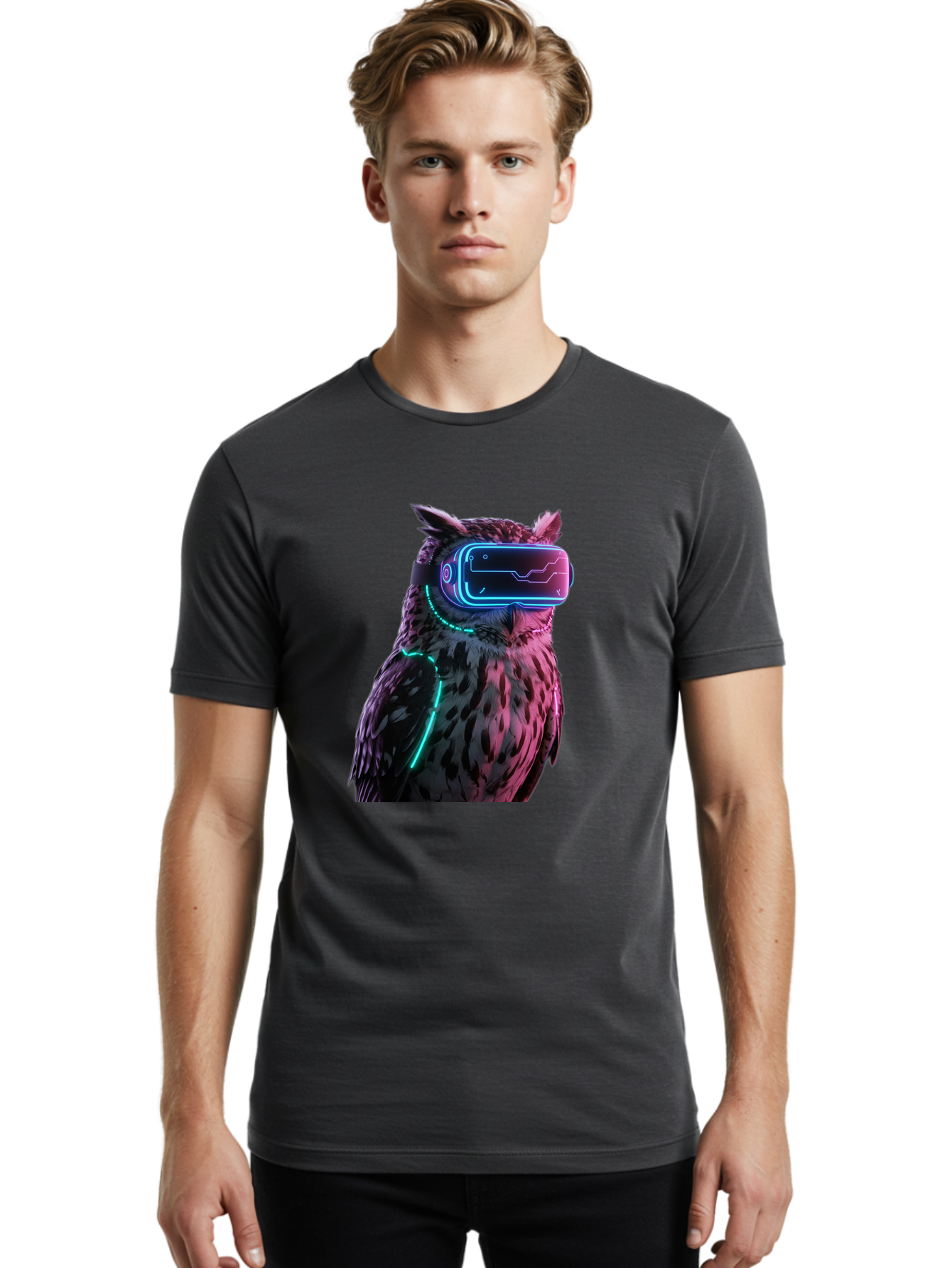 Owl-Vr-Headset-1 Men'S Graphic Tee, 100% Cotton, Comfortable Casual Summer Wear, Machine Washable, Vintage Camera, Old Camera, Antique Camera, Black Camera, Classic Photography, Photography Equipment, Nostalgic Device, Film Camera, Camera Art Bal023