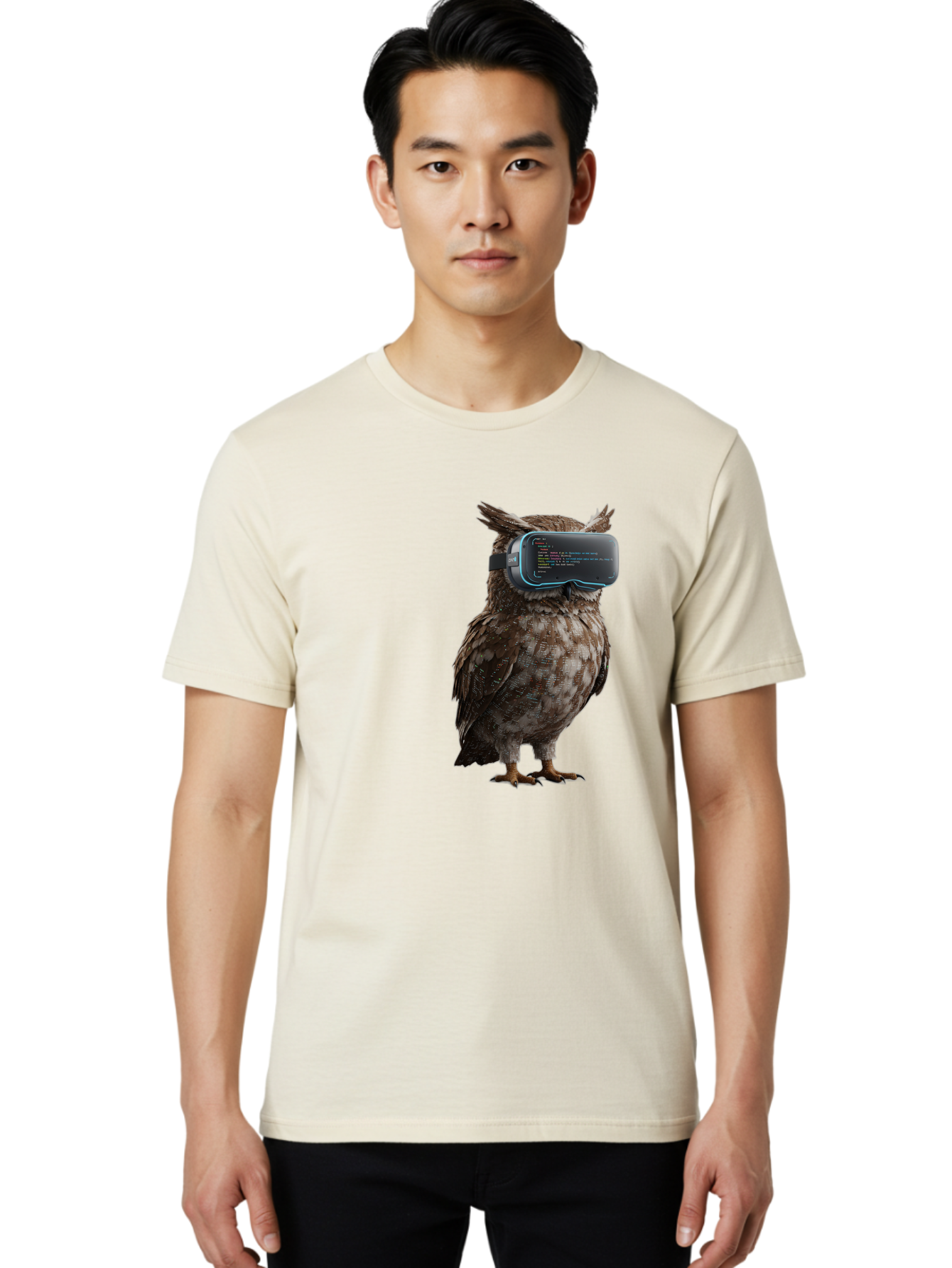 Owl-Vr-Headset Men'S Graphic Tee, 100% Cotton, Comfortable Casual Summer Wear, Machine Washable, Vintage Camera, Old Camera, Antique Camera, Black Camera, Classic Photography, Photography Equipment, Nostalgic Device, Film Camera, Camera Art Bal024