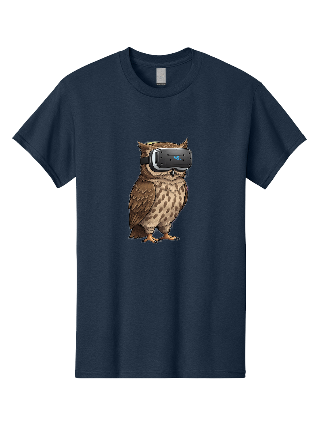 Owl-Wearing-Meta-Quest-3-Vr-Headset Men'S Graphic Tee, 100% Cotton, Comfortable Casual Summer Wear, Machine Washable, Vintage Camera, Old Camera, Antique Camera, Black Camera, Classic Photography, Photography Equipment, Nostalgic Device, Bal025
