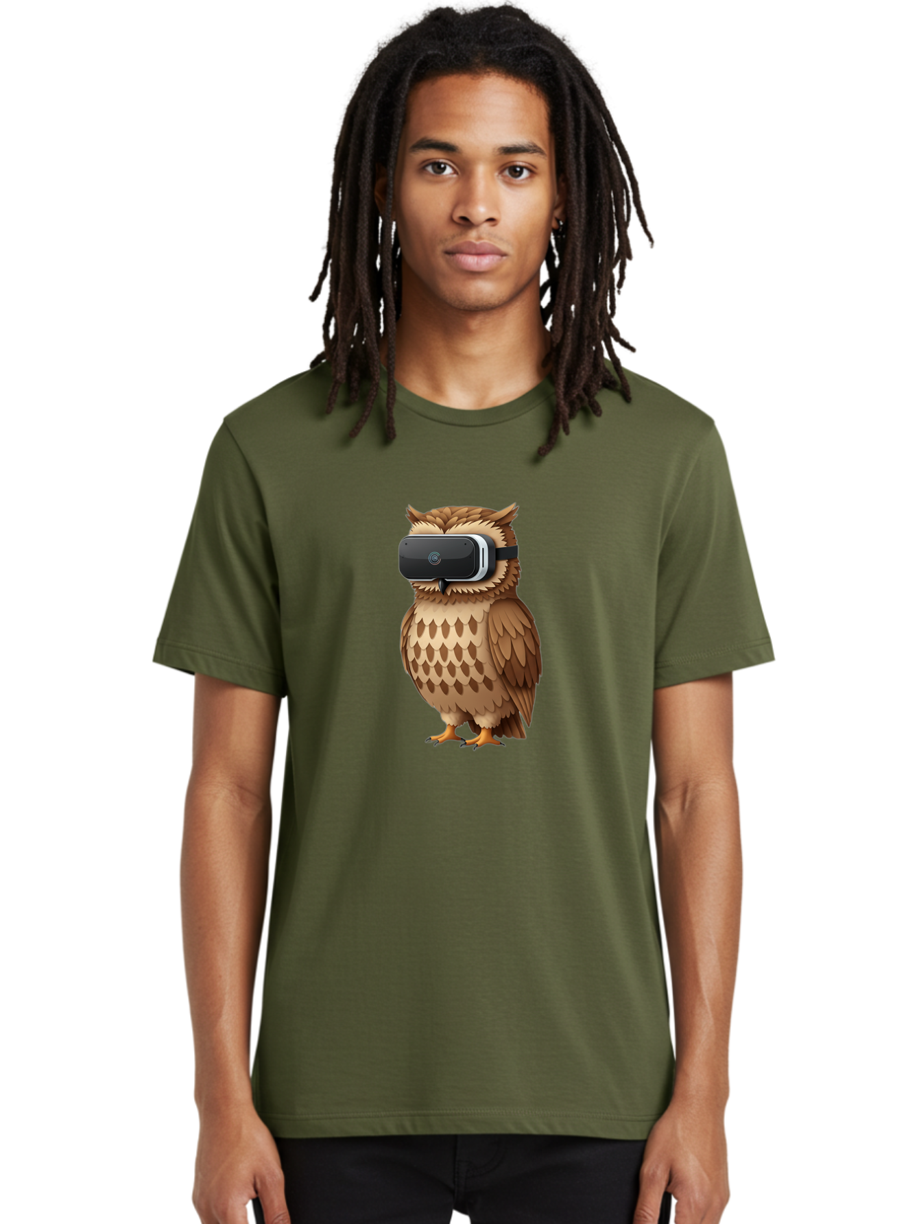 Owl-Wearing-Vr-Headset-1 Men'S Graphic Tee, 100% Cotton, Comfortable Casual Summer Wear, Machine Washable, Vintage Camera, Old Camera, Antique Camera, Black Camera, Classic Photography, Photography Equipment, Nostalgic Device, Film Camera, Bal026