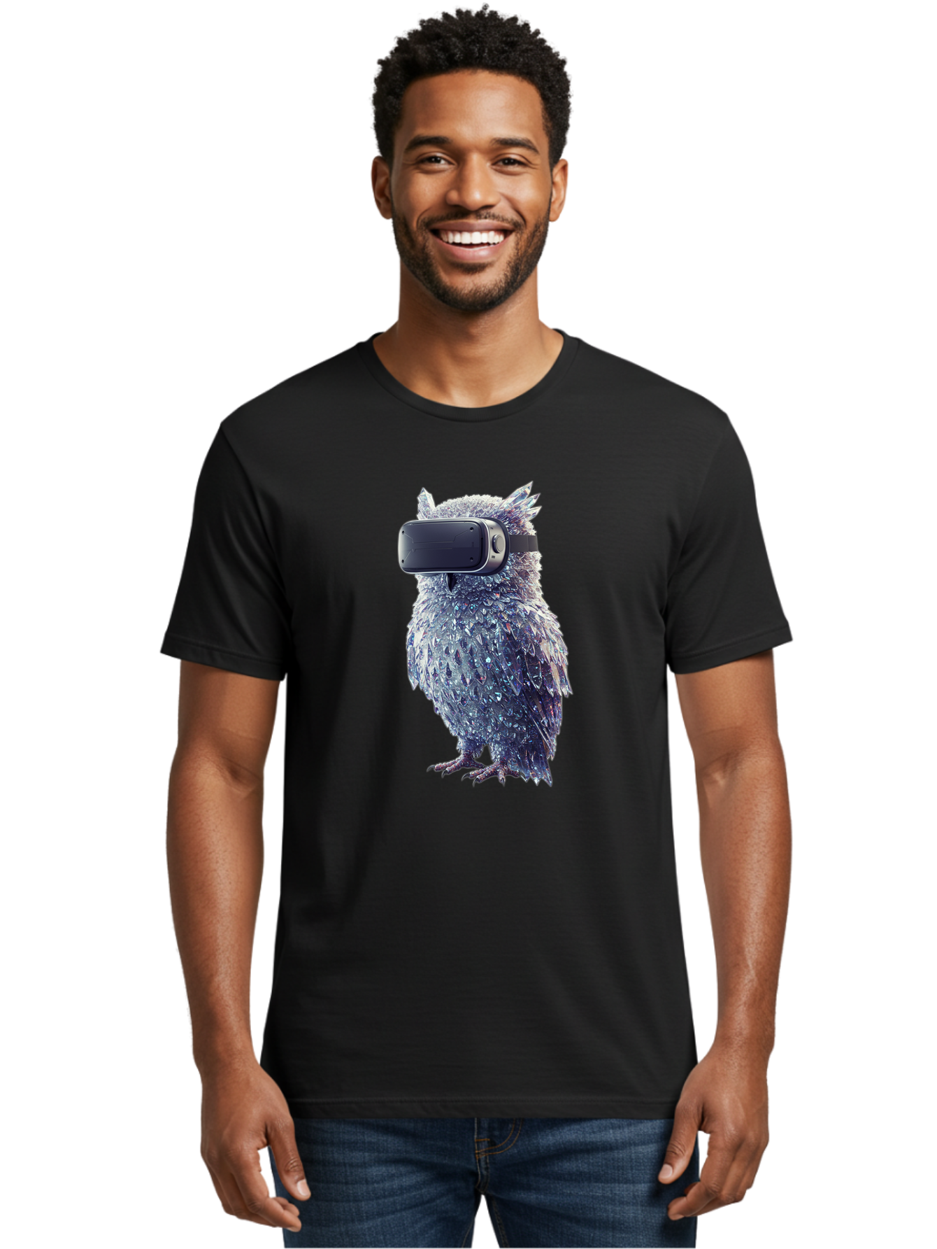 Owl-Wearing-Vr-Headset Men'S Graphic Tee, 100% Cotton, Comfortable Casual Summer Wear, Machine Washable, Vintage Camera, Old Camera, Antique Camera, Black Camera, Classic Photography, Photography Equipment, Nostalgic Device, Film Camera, Bal027