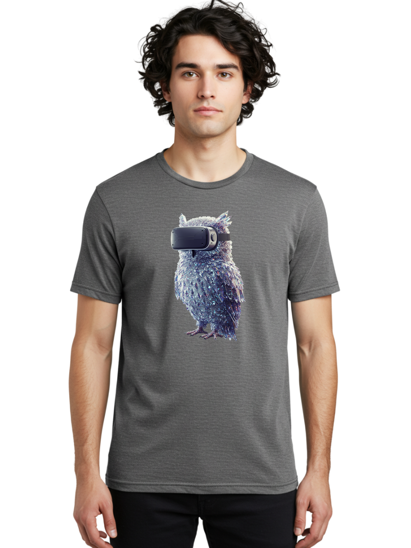 Owl-Wearing-Vr-Headset Men'S Graphic Tee, 100% Cotton, Comfortable Casual Summer Wear, Machine Washable, Vintage Camera, Old Camera, Antique Camera, Black Camera, Classic Photography, Photography Equipment, Nostalgic Device, Film Camera, Bal027