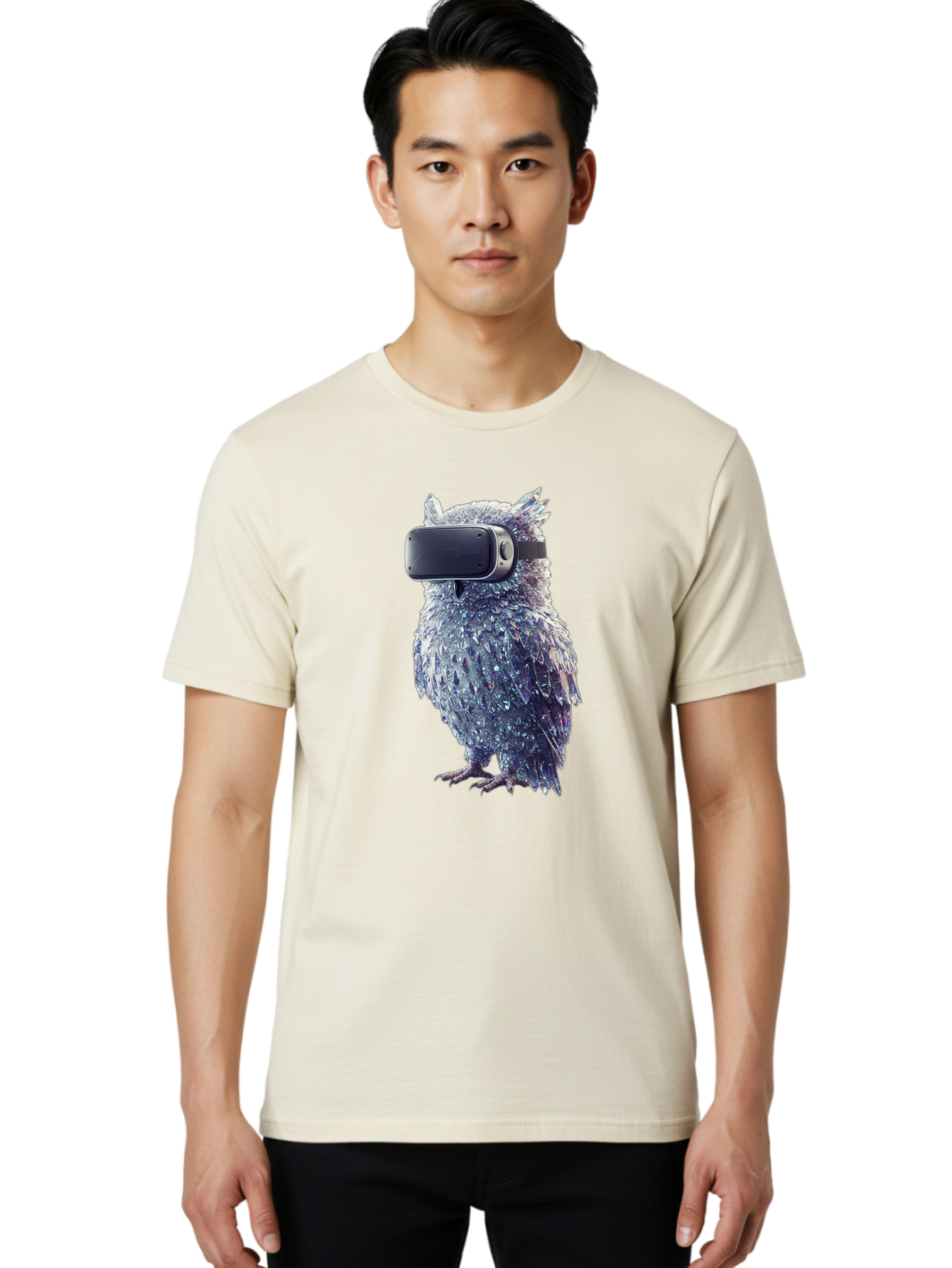 Owl-Wearing-Vr-Headset Men'S Graphic Tee, 100% Cotton, Comfortable Casual Summer Wear, Machine Washable, Vintage Camera, Old Camera, Antique Camera, Black Camera, Classic Photography, Photography Equipment, Nostalgic Device, Film Camera, Bal027