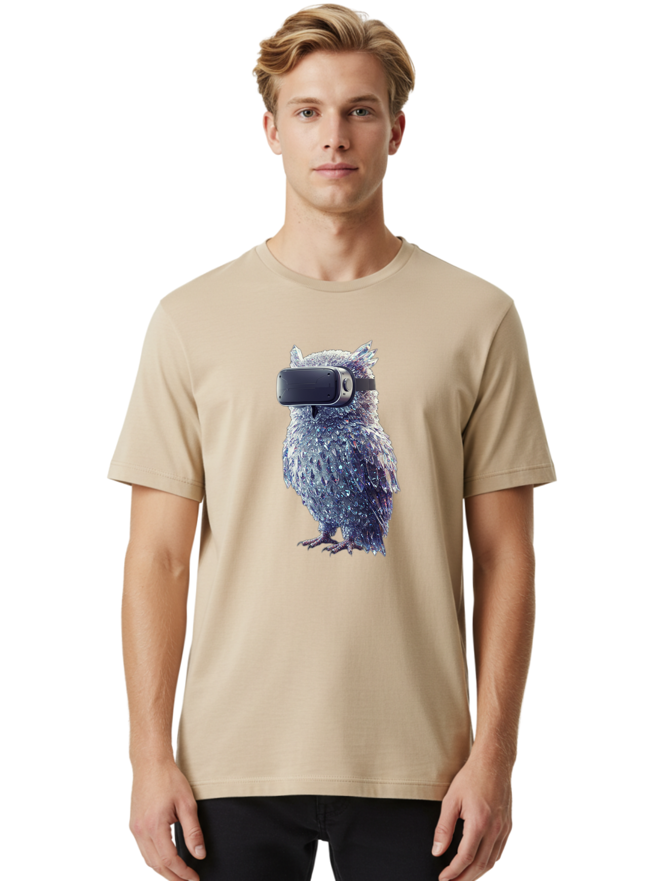Owl-Wearing-Vr-Headset Men'S Graphic Tee, 100% Cotton, Comfortable Casual Summer Wear, Machine Washable, Vintage Camera, Old Camera, Antique Camera, Black Camera, Classic Photography, Photography Equipment, Nostalgic Device, Film Camera, Bal027