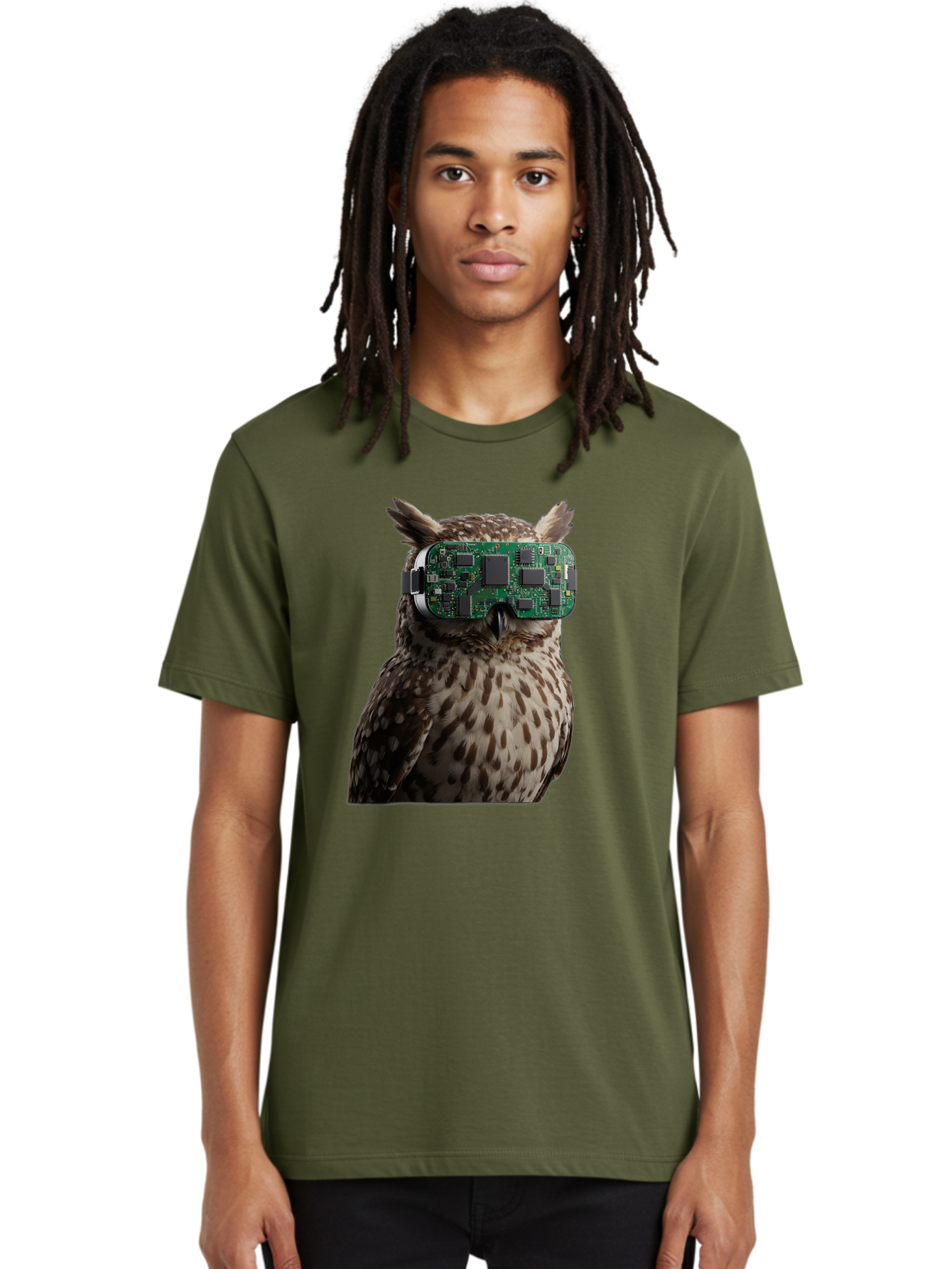 Owl-With-Circuit-Board-Vr-Goggles Men'S Graphic Tee, 100% Cotton, Comfortable Casual Summer Wear, Machine Washable, Vintage Camera, Old Camera, Antique Camera, Black Camera, Classic Photography, Photography Equipment, Nostalgic Device, Bal028