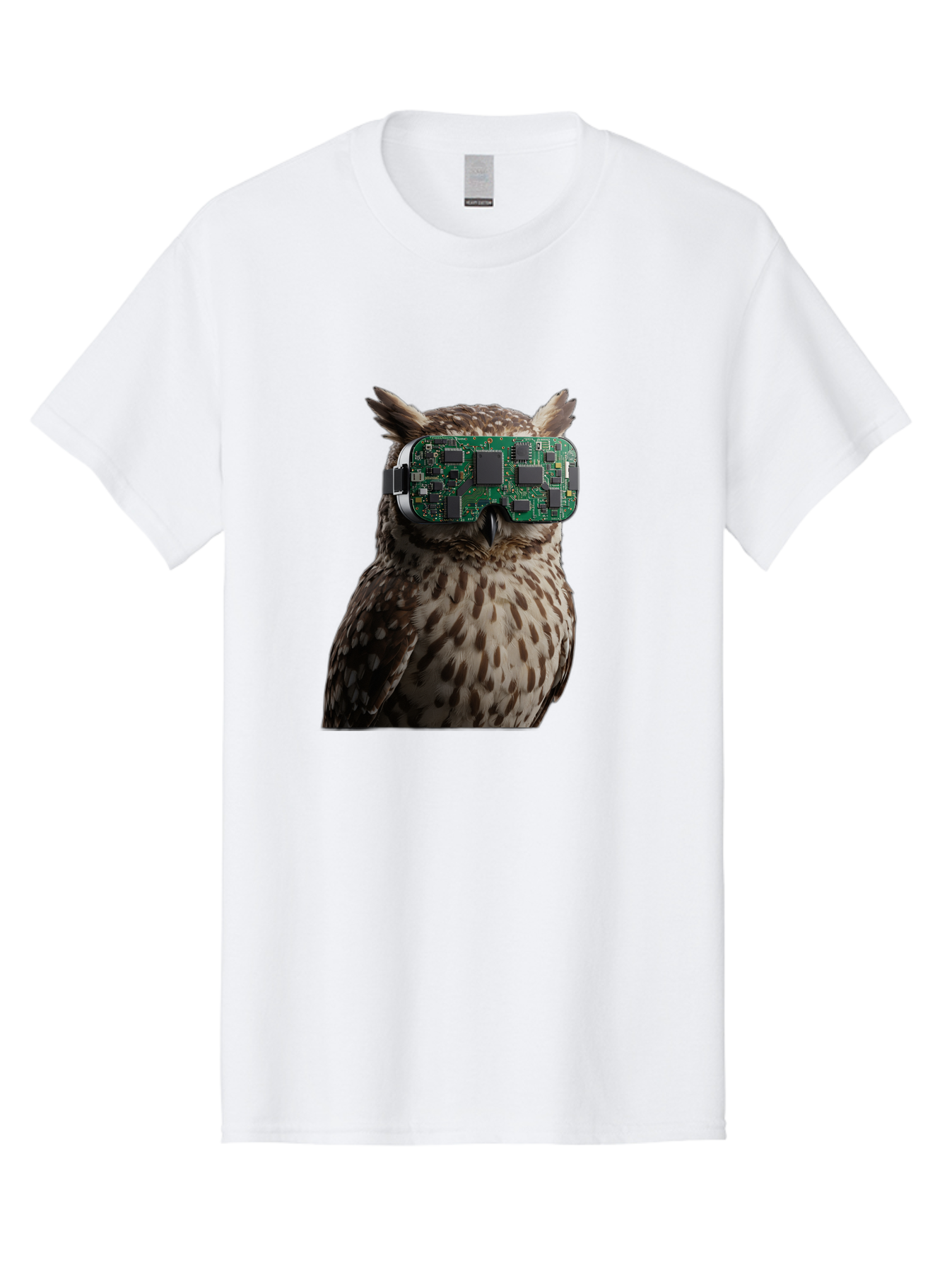 Owl-With-Circuit-Board-Vr-Goggles Men'S Graphic Tee, 100% Cotton, Comfortable Casual Summer Wear, Machine Washable, Vintage Camera, Old Camera, Antique Camera, Black Camera, Classic Photography, Photography Equipment, Nostalgic Device, Bal028