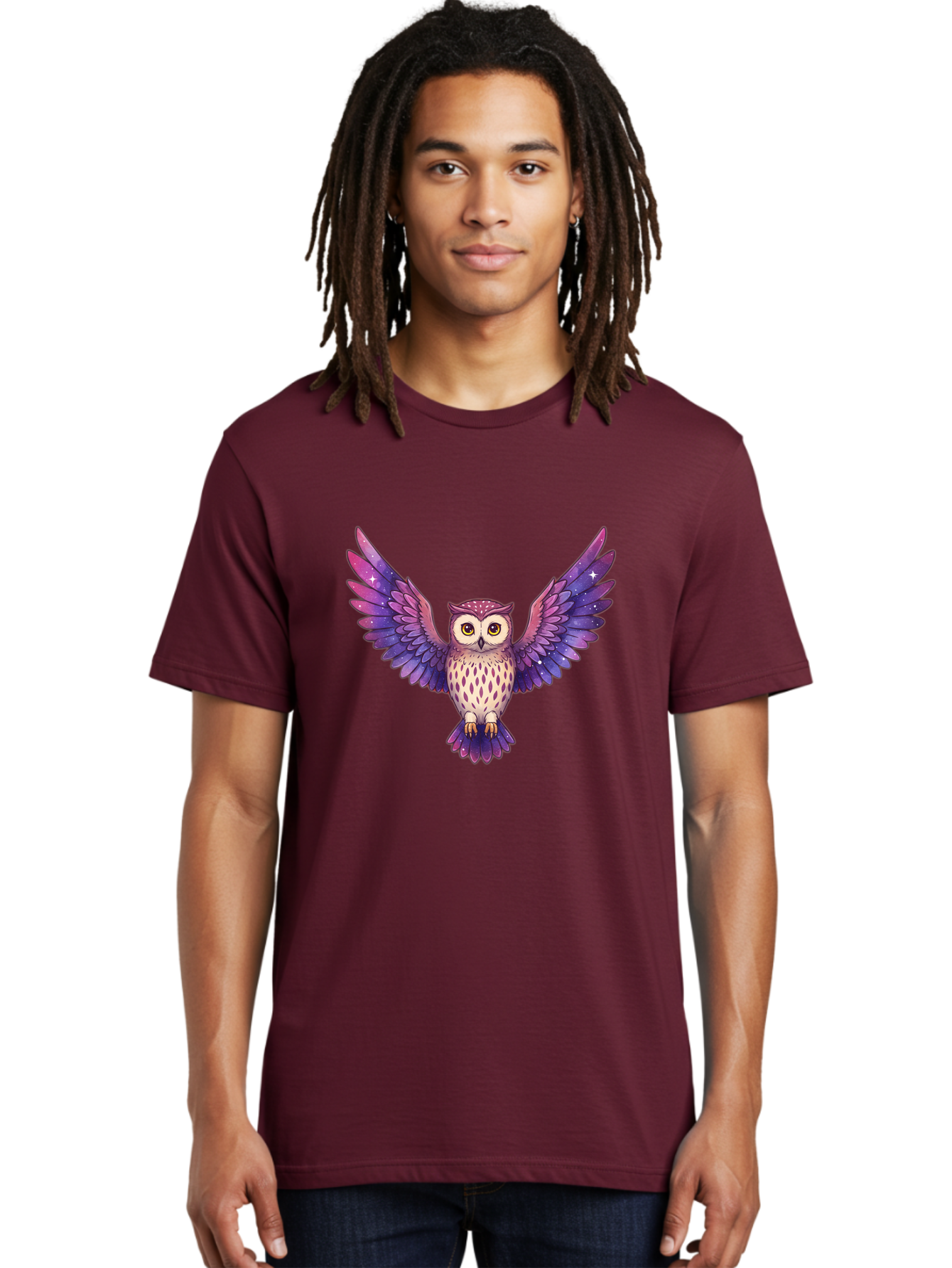 Owl-With-Galaxy-Feathers Men'S Graphic Tee, 100% Cotton, Comfortable Casual Summer Wear, Machine Washable, Vintage Camera, Old Camera, Antique Camera, Black Camera, Classic Photography, Photography Equipment, Nostalgic Device, Film Camera, Bal029
