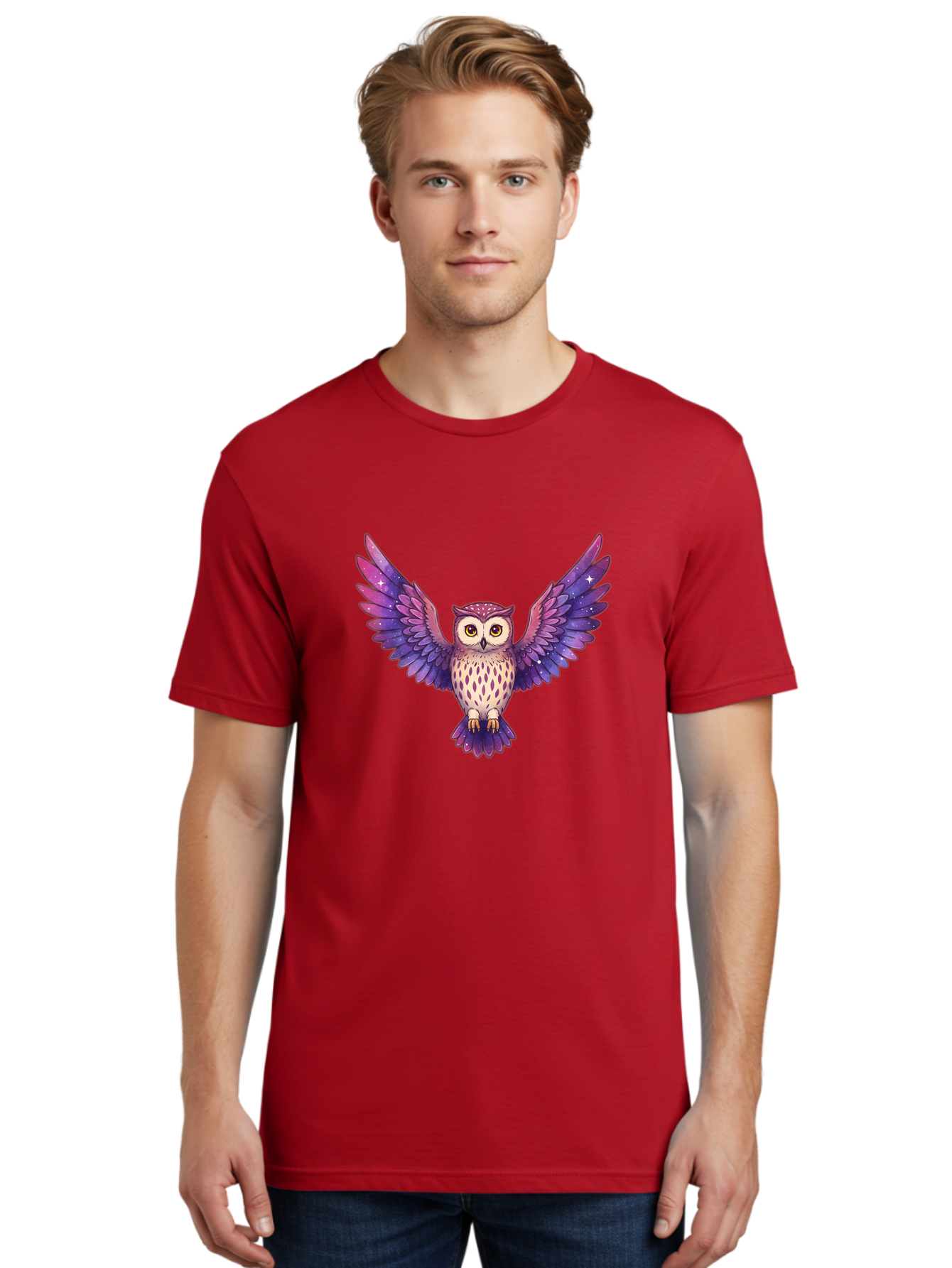 Owl-With-Galaxy-Feathers Men'S Graphic Tee, 100% Cotton, Comfortable Casual Summer Wear, Machine Washable, Vintage Camera, Old Camera, Antique Camera, Black Camera, Classic Photography, Photography Equipment, Nostalgic Device, Film Camera, Bal029
