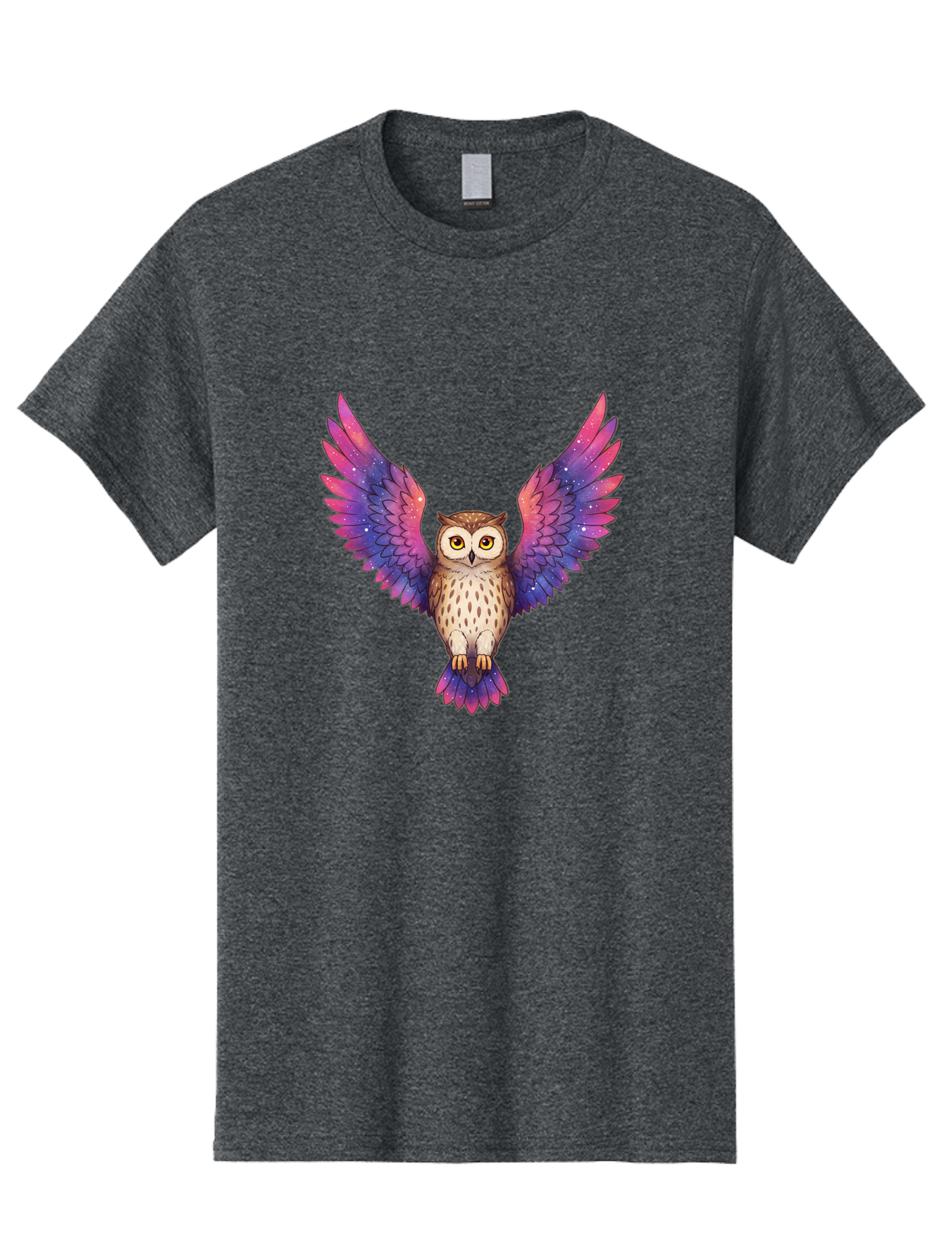 Owl-With-Galaxy-Wings-1 Men'S Graphic Tee, 100% Cotton, Comfortable Casual Summer Wear, Machine Washable, Vintage Camera, Old Camera, Antique Camera, Black Camera, Classic Photography, Photography Equipment, Nostalgic Device, Film Camera, Bal030