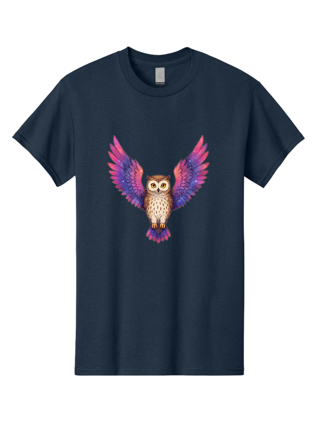 Owl-With-Galaxy-Wings-1 Men'S Graphic Tee, 100% Cotton, Comfortable Casual Summer Wear, Machine Washable, Vintage Camera, Old Camera, Antique Camera, Black Camera, Classic Photography, Photography Equipment, Nostalgic Device, Film Camera, Bal030