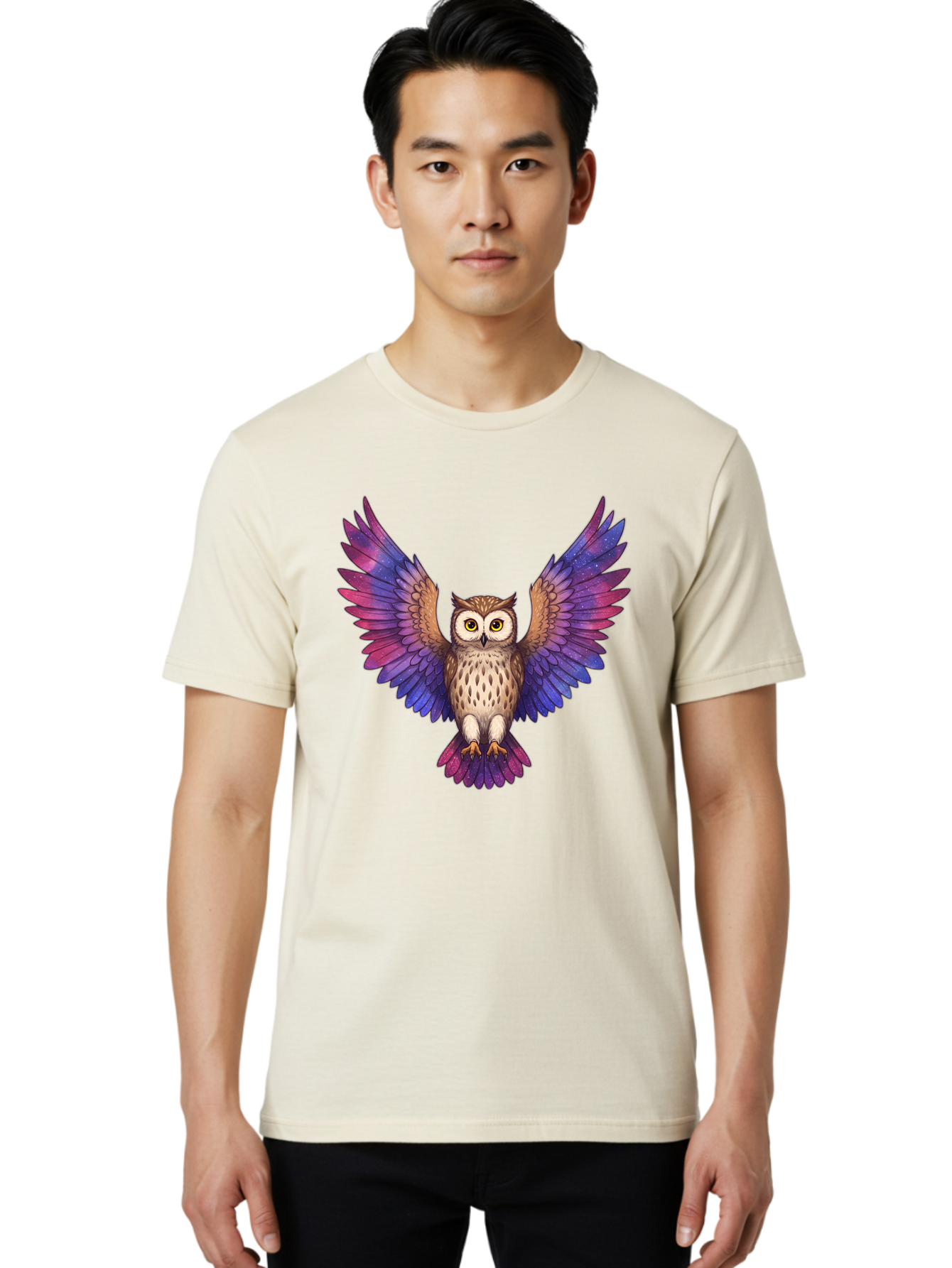 Owl-With-Galaxy-Wings Men'S Graphic Tee, 100% Cotton, Comfortable Casual Summer Wear, Machine Washable, Vintage Camera, Old Camera, Antique Camera, Black Camera, Classic Photography, Photography Equipment, Nostalgic Device, Film Camera, Bal031