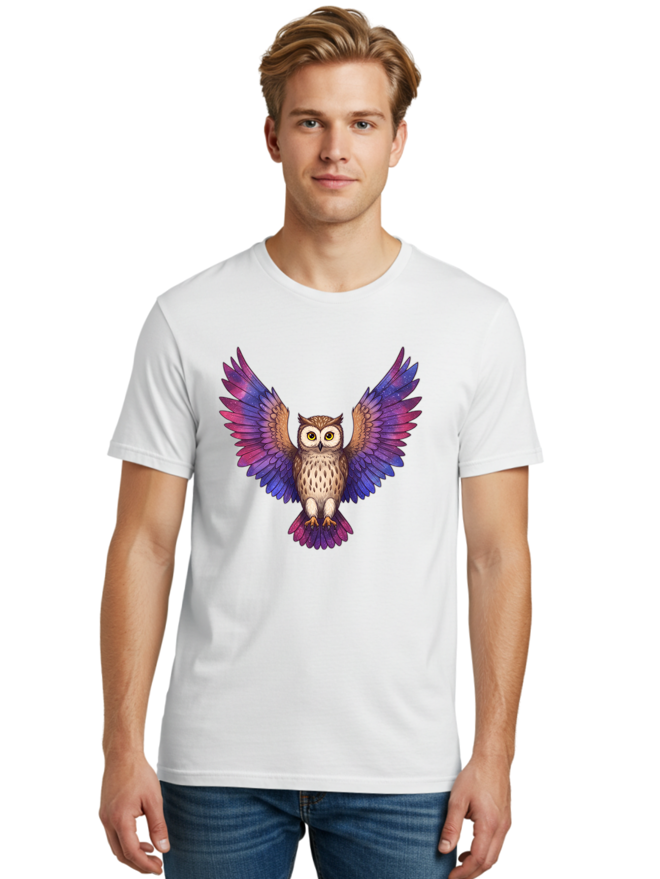 Owl-With-Galaxy-Wings Men'S Graphic Tee, 100% Cotton, Comfortable Casual Summer Wear, Machine Washable, Vintage Camera, Old Camera, Antique Camera, Black Camera, Classic Photography, Photography Equipment, Nostalgic Device, Film Camera, Bal031