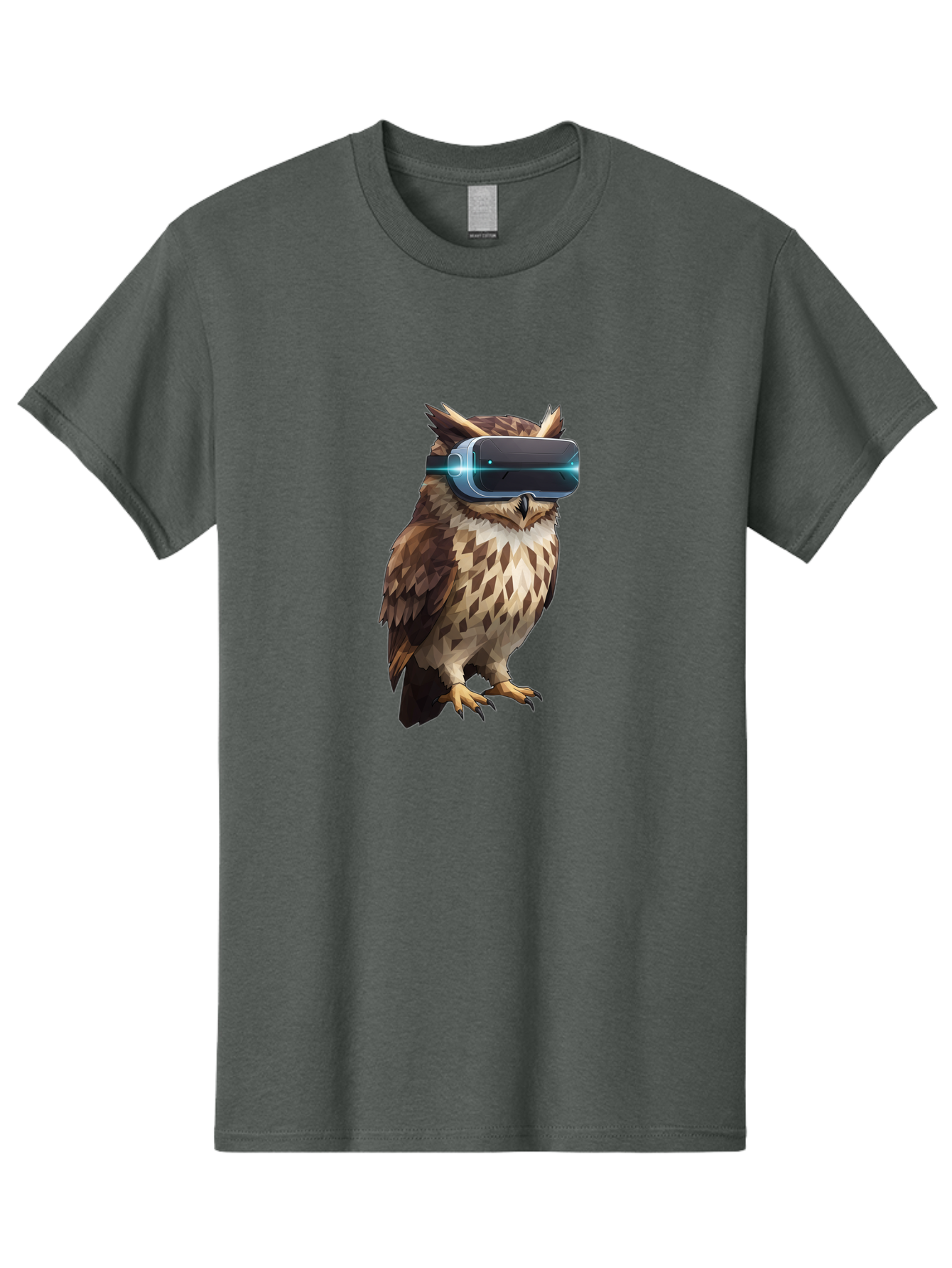 Owl-With-Vr-Headset-1 Men'S Graphic Tee, 100% Cotton, Comfortable Casual Summer Wear, Machine Washable, Vintage Camera, Old Camera, Antique Camera, Black Camera, Classic Photography, Photography Equipment, Nostalgic Device, Film Camera, Bal032