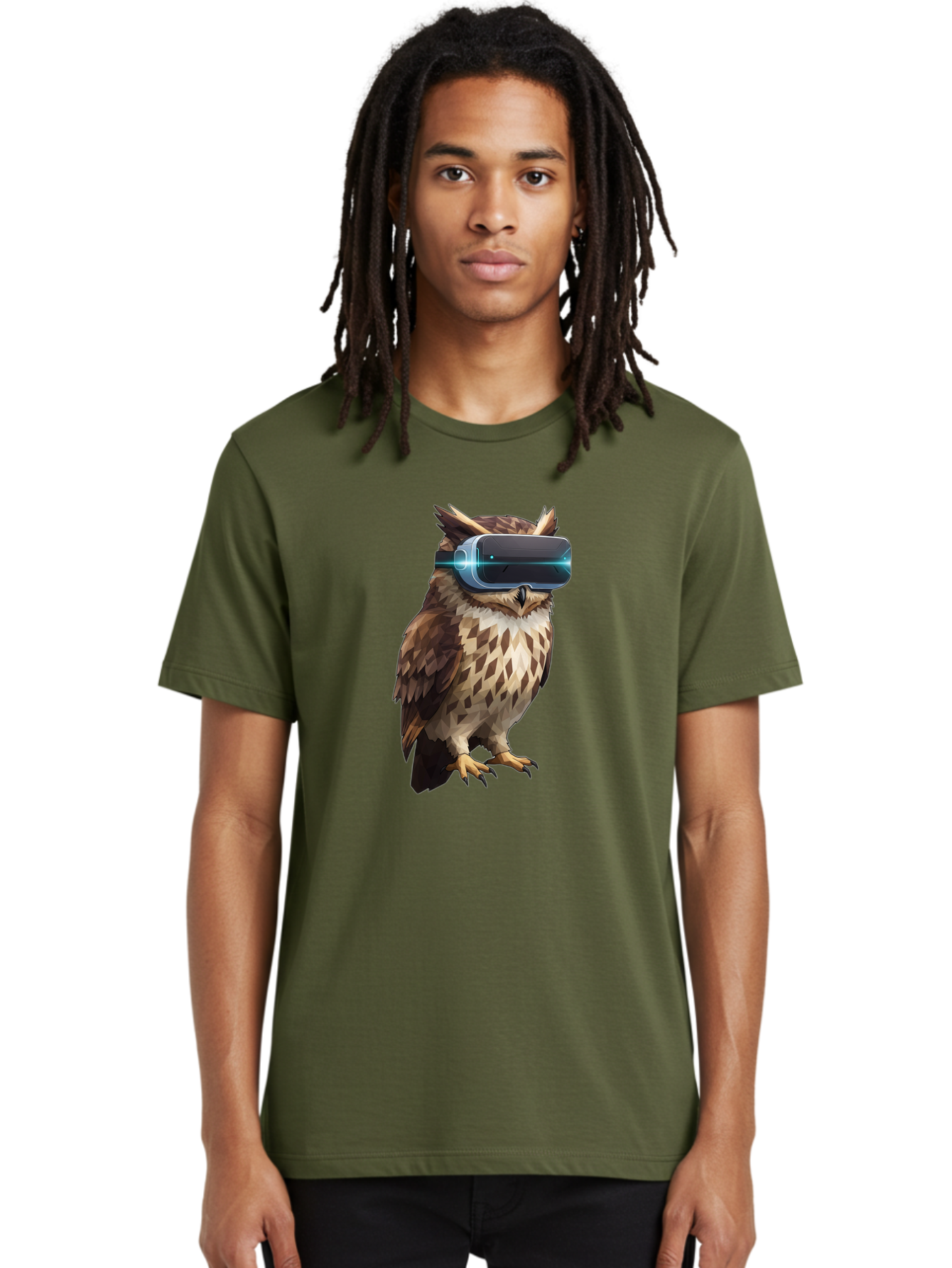 Owl-With-Vr-Headset-1 Men'S Graphic Tee, 100% Cotton, Comfortable Casual Summer Wear, Machine Washable, Vintage Camera, Old Camera, Antique Camera, Black Camera, Classic Photography, Photography Equipment, Nostalgic Device, Film Camera, Bal032