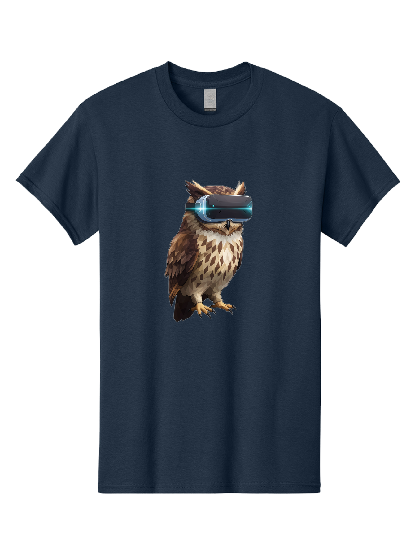 Owl-With-Vr-Headset-1 Men'S Graphic Tee, 100% Cotton, Comfortable Casual Summer Wear, Machine Washable, Vintage Camera, Old Camera, Antique Camera, Black Camera, Classic Photography, Photography Equipment, Nostalgic Device, Film Camera, Bal032