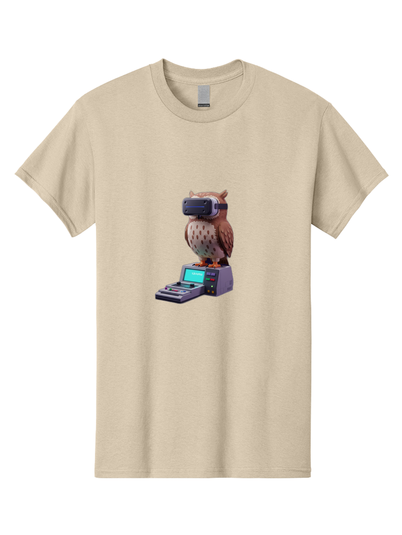 Owl-With-Vr-Headset-2 Men'S Graphic Tee, 100% Cotton, Comfortable Casual Summer Wear, Machine Washable, Vintage Camera, Old Camera, Antique Camera, Black Camera, Classic Photography, Photography Equipment, Nostalgic Device, Film Camera, Bal033