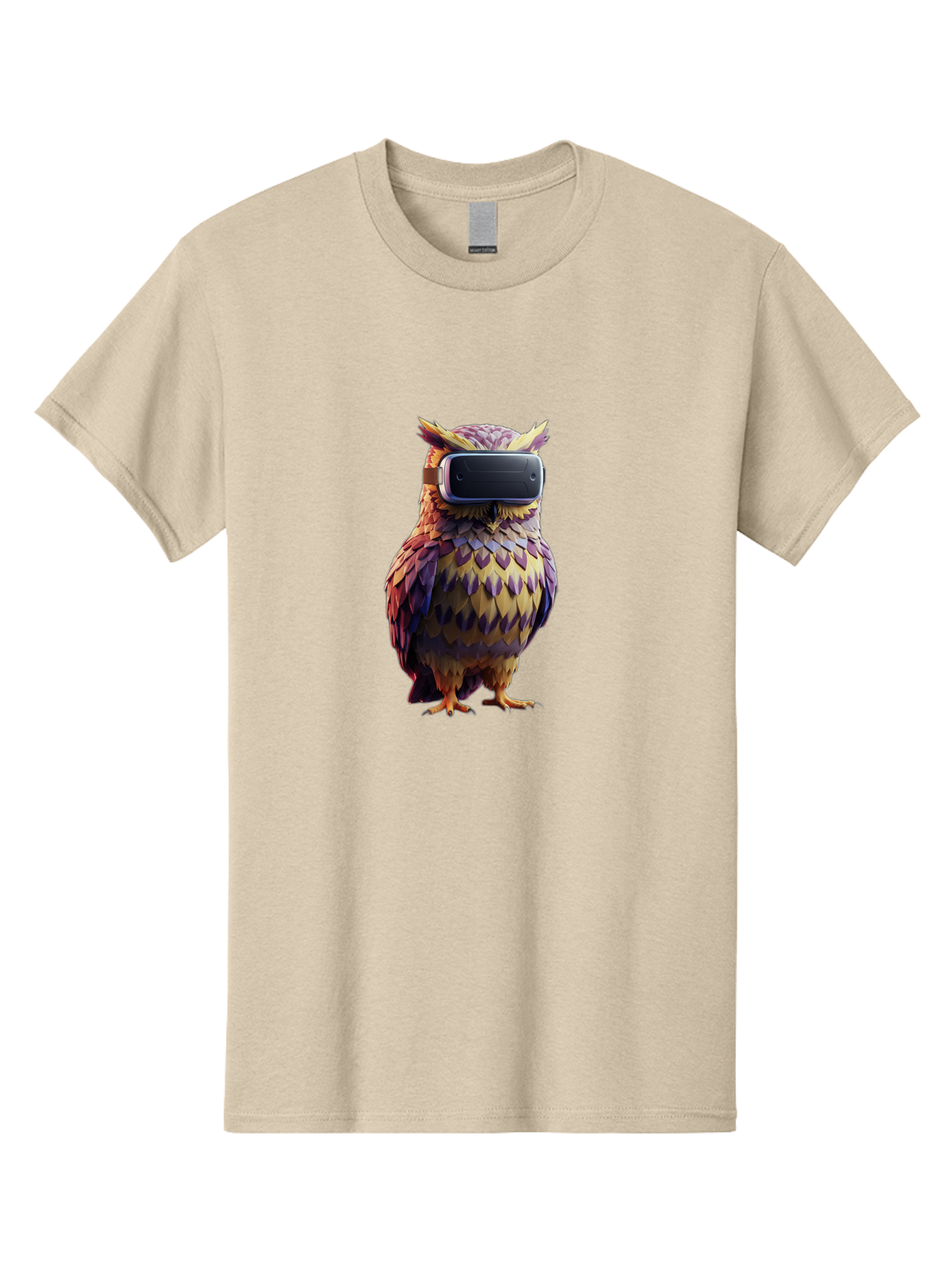 Owl-With-Vr-Headset-3 Men'S Graphic Tee, 100% Cotton, Comfortable Casual Summer Wear, Machine Washable, Vintage Camera, Old Camera, Antique Camera, Black Camera, Classic Photography, Photography Equipment, Nostalgic Device, Film Camera, Bal034