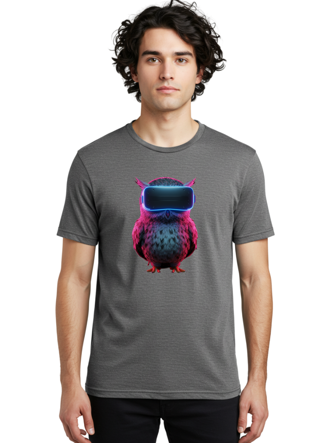 Owl-With-Vr-Headset Men'S Graphic Tee, 100% Cotton, Comfortable Casual Summer Wear, Machine Washable, Vintage Camera, Old Camera, Antique Camera, Black Camera, Classic Photography, Photography Equipment, Nostalgic Device, Film Camera, Bal037