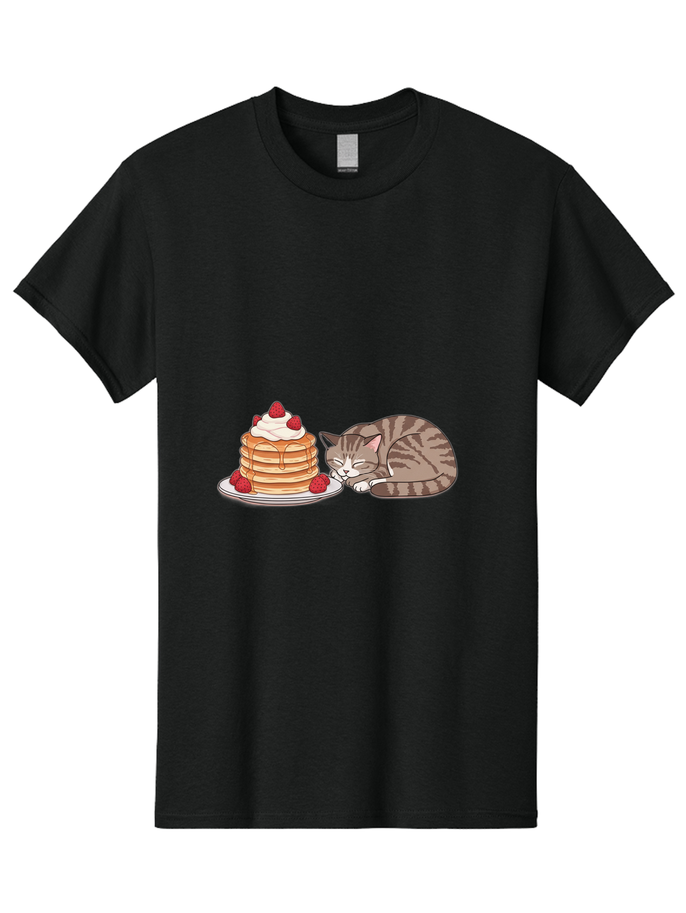 Pancakes-Cat Men'S Graphic Tee, 100% Cotton, Comfortable Casual Summer Wear, Machine Washable, Vintage Camera, Old Camera, Antique Camera, Black Camera, Classic Photography, Photography Equipment, Nostalgic Device, Film Camera, Camera Art Bal041