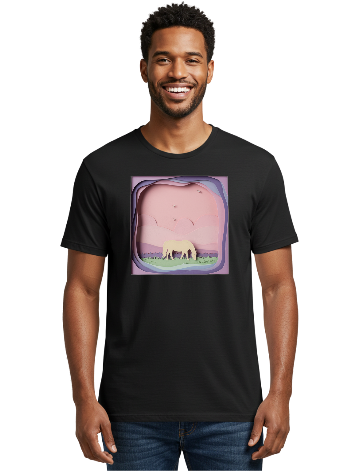 Paper-Cut-Horse Men'S Graphic Tee, 100% Cotton, Comfortable Casual Summer Wear, Machine Washable, Vintage Camera, Old Camera, Antique Camera, Black Camera, Classic Photography, Photography Equipment, Nostalgic Device, Film Camera, Camera Art Bal049