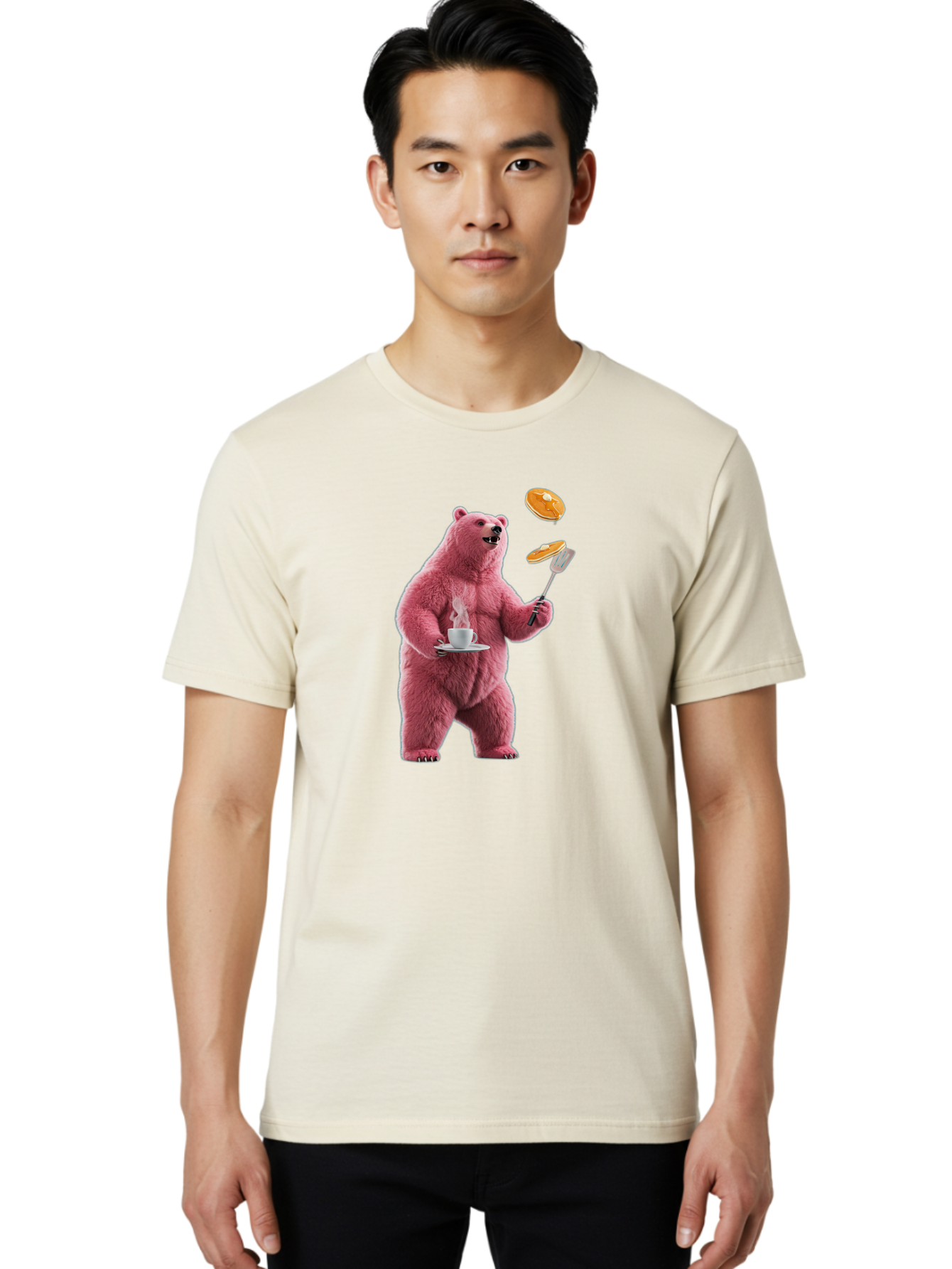 Pink-Bear-Cooking-Pancakes Men'S Graphic Tee, 100% Cotton, Comfortable Casual Summer Wear, Machine Washable, Vintage Camera, Old Camera, Antique Camera, Black Camera, Classic Photography, Photography Equipment, Nostalgic Device, Film Camera, Bal077