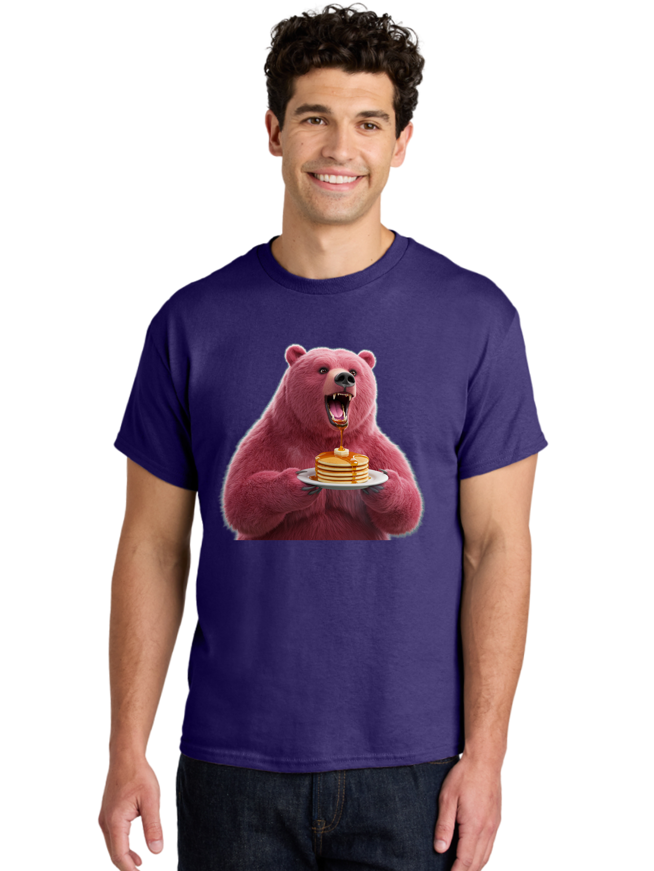 Pink-Bear-Pancakes-1 Men'S Graphic Tee, 100% Cotton, Comfortable Casual Summer Wear, Machine Washable, Vintage Camera, Old Camera, Antique Camera, Black Camera, Classic Photography, Photography Equipment, Nostalgic Device, Film Camera, Bal080