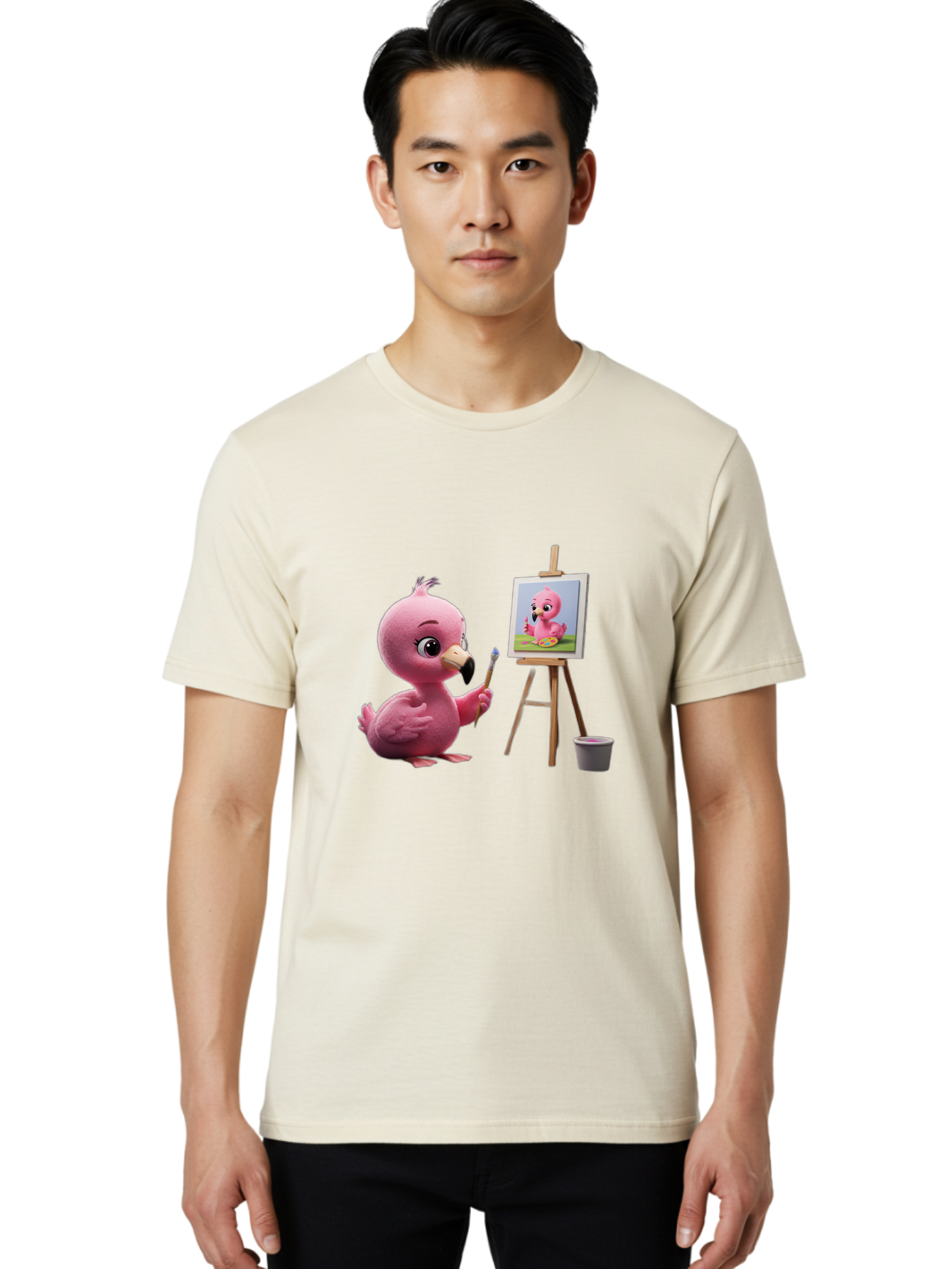 Pink-Bird-Painting Men'S Graphic Tee, 100% Cotton, Comfortable Casual Summer Wear, Machine Washable, Vintage Camera, Old Camera, Antique Camera, Black Camera, Classic Photography, Photography Equipment, Nostalgic Device, Film Camera, Bal083