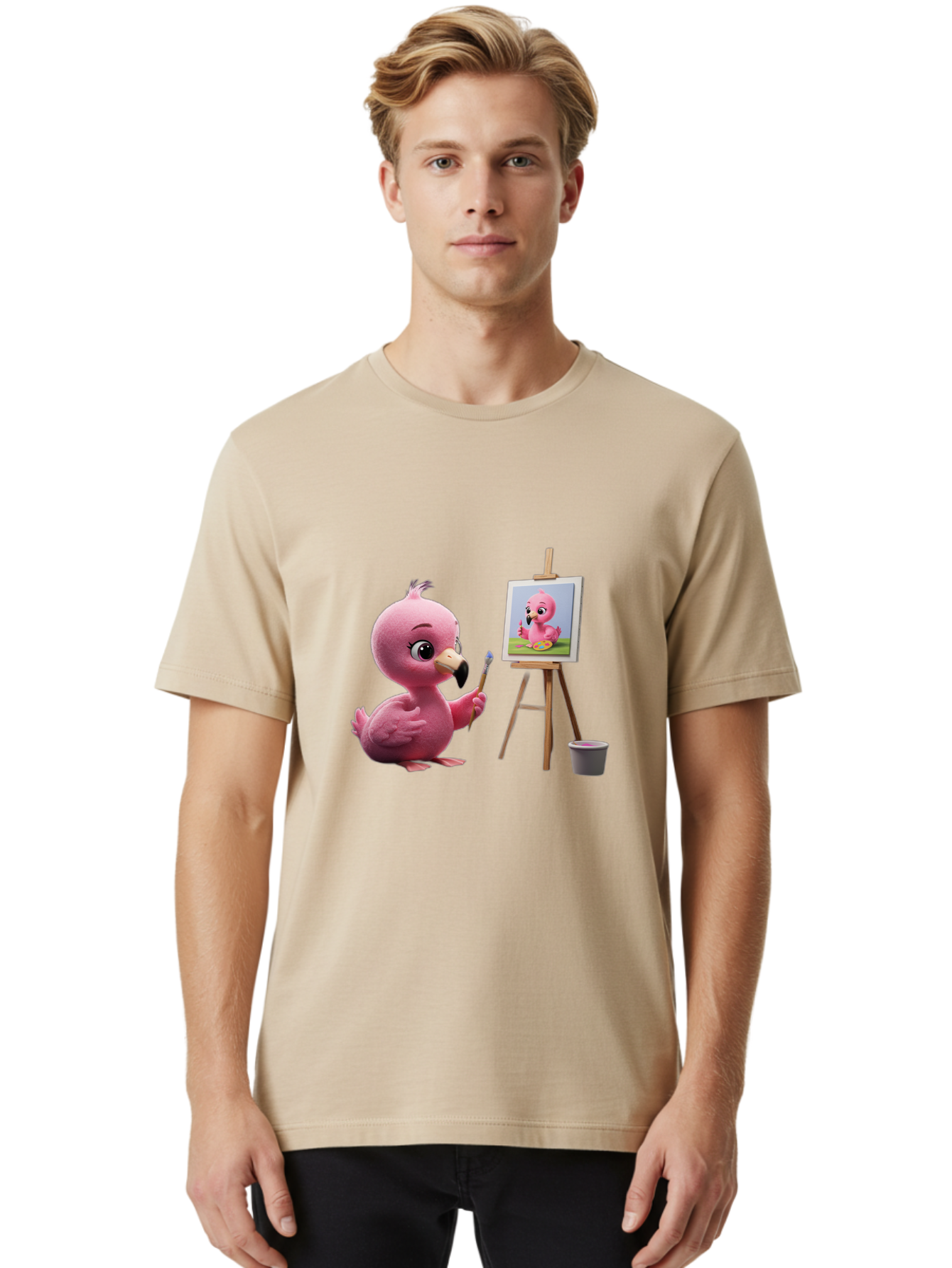 Pink-Bird-Painting Men'S Graphic Tee, 100% Cotton, Comfortable Casual Summer Wear, Machine Washable, Vintage Camera, Old Camera, Antique Camera, Black Camera, Classic Photography, Photography Equipment, Nostalgic Device, Film Camera, Bal083