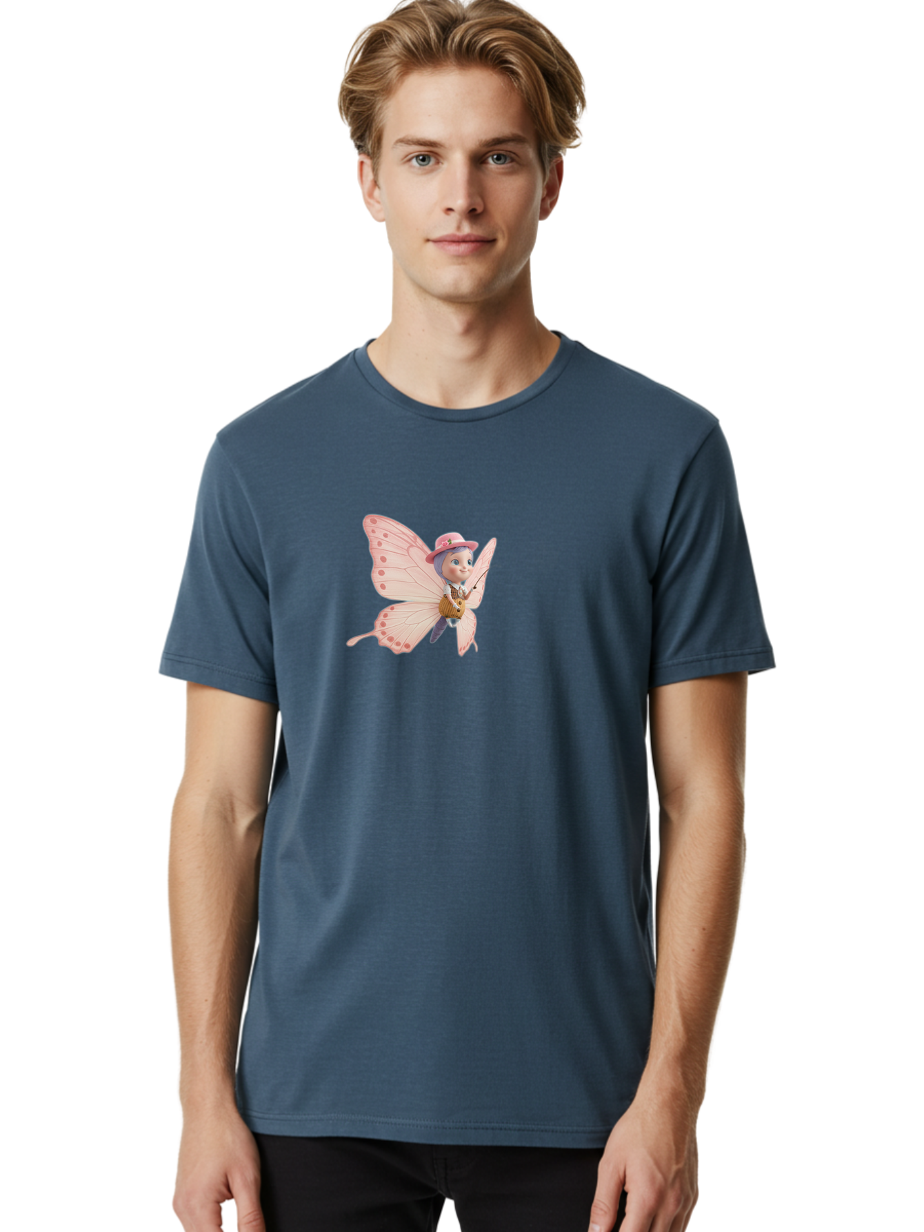 Pink-Butterfly-1 Men'S Graphic Tee, 100% Cotton, Comfortable Casual Summer Wear, Machine Washable, Vintage Camera, Old Camera, Antique Camera, Black Camera, Classic Photography, Photography Equipment, Nostalgic Device, Film Camera, Camera Art Bal086