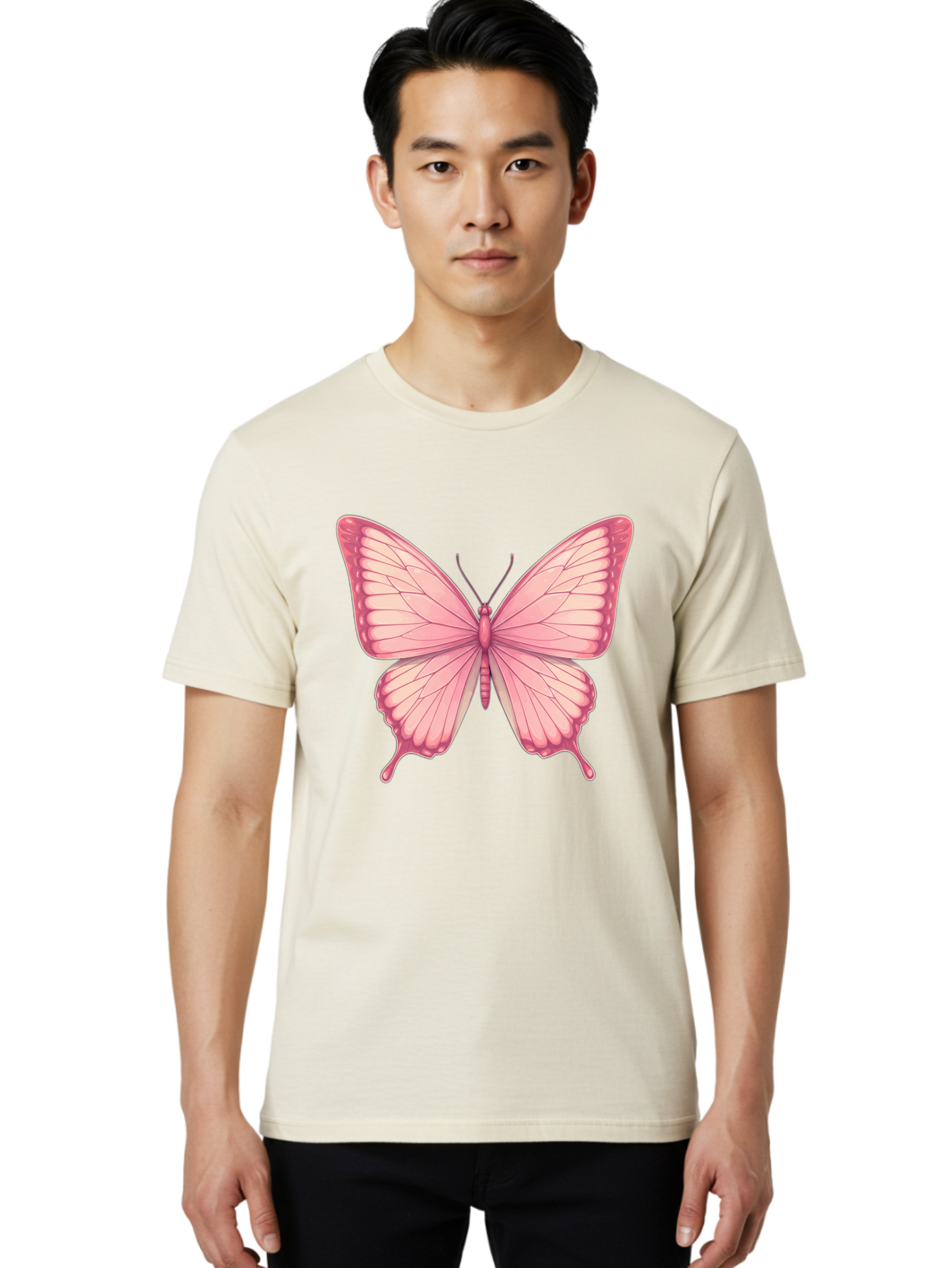 Pink-Butterfly-2 Men'S Graphic Tee, 100% Cotton, Comfortable Casual Summer Wear, Machine Washable, Vintage Camera, Old Camera, Antique Camera, Black Camera, Classic Photography, Photography Equipment, Nostalgic Device, Film Camera, Camera Art Bal087