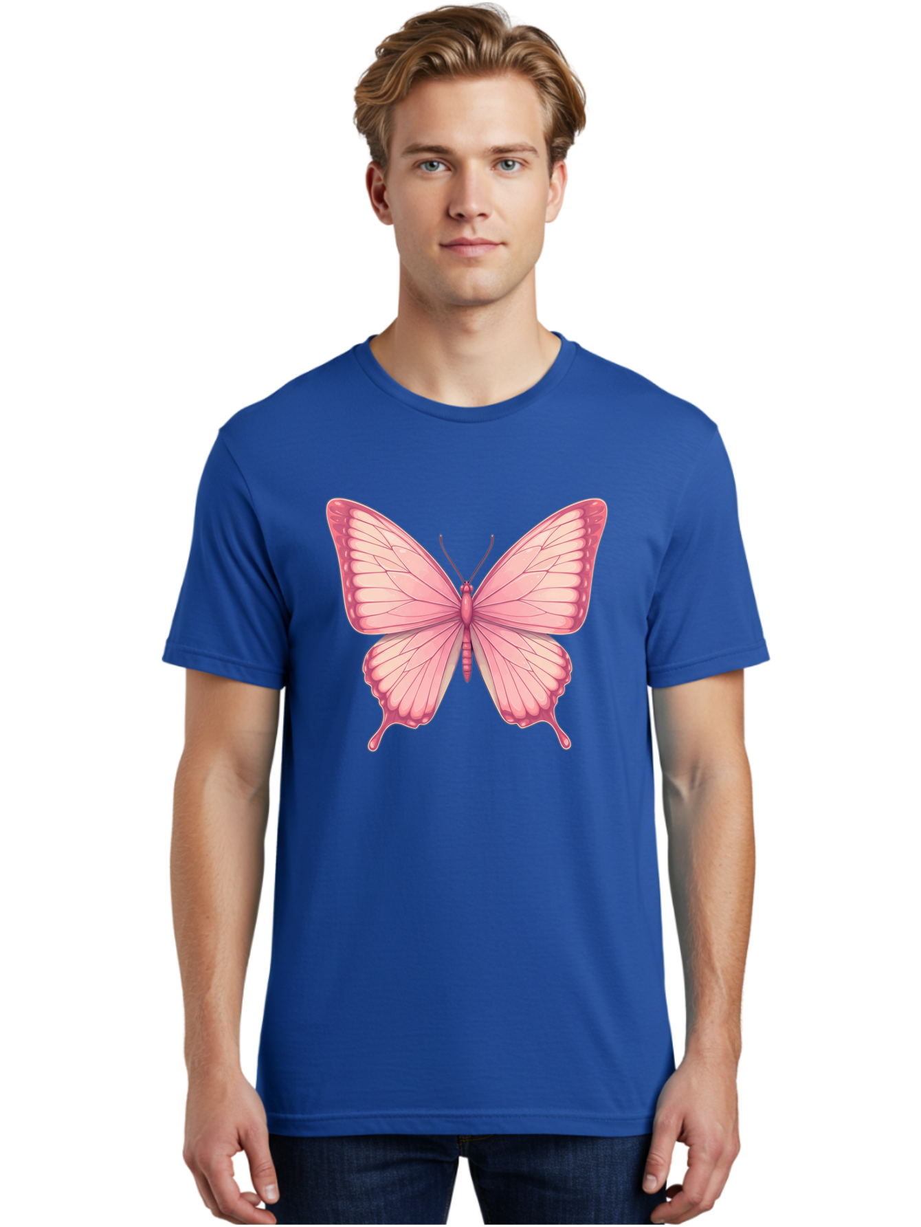 Pink-Butterfly-2 Men'S Graphic Tee, 100% Cotton, Comfortable Casual Summer Wear, Machine Washable, Vintage Camera, Old Camera, Antique Camera, Black Camera, Classic Photography, Photography Equipment, Nostalgic Device, Film Camera, Camera Art Bal087