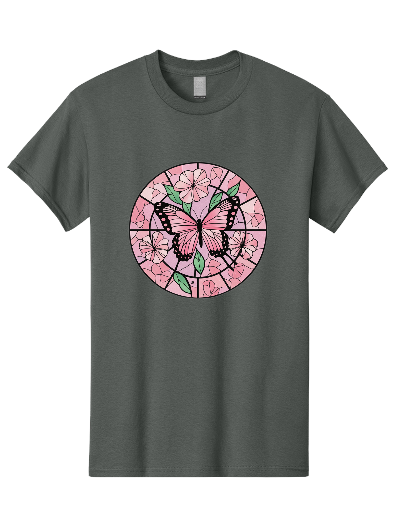 Pink-Butterfly-Stained-Glass Men'S Graphic Tee, 100% Cotton, Comfortable Casual Summer Wear, Machine Washable, Vintage Camera, Old Camera, Antique Camera, Black Camera, Classic Photography, Photography Equipment, Nostalgic Device, Film Camera, Bal088