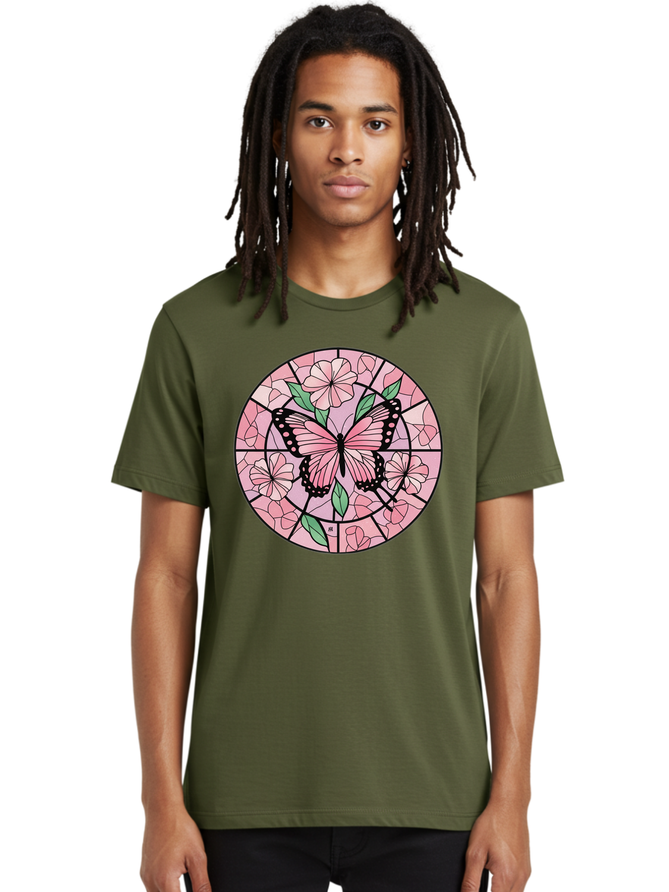 Pink-Butterfly-Stained-Glass Men'S Graphic Tee, 100% Cotton, Comfortable Casual Summer Wear, Machine Washable, Vintage Camera, Old Camera, Antique Camera, Black Camera, Classic Photography, Photography Equipment, Nostalgic Device, Film Camera, Bal088