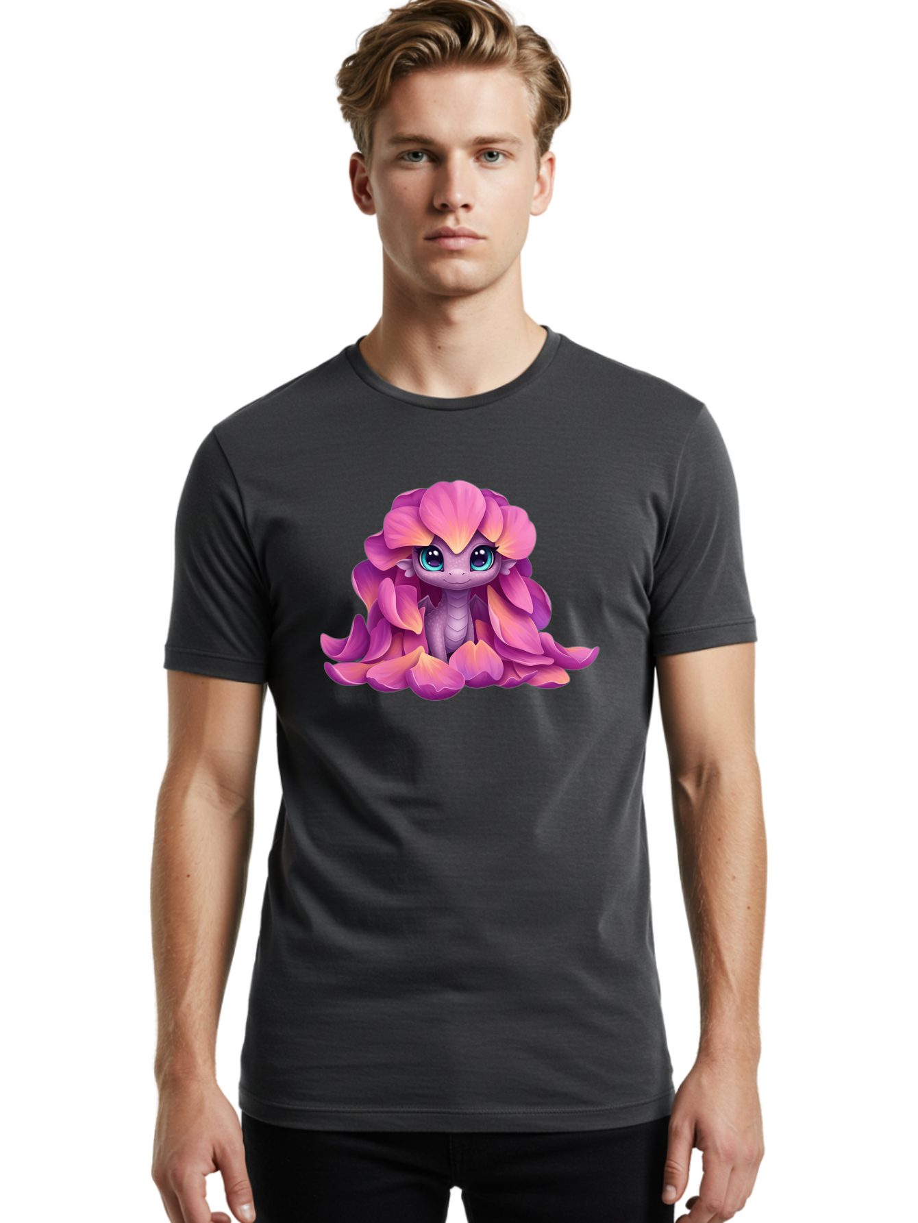 Pink-Flower-Dragon Men'S Graphic Tee, 100% Cotton, Comfortable Casual Summer Wear, Machine Washable, Vintage Camera, Old Camera, Antique Camera, Black Camera, Classic Photography, Photography Equipment, Nostalgic Device, Film Camera, Bal124