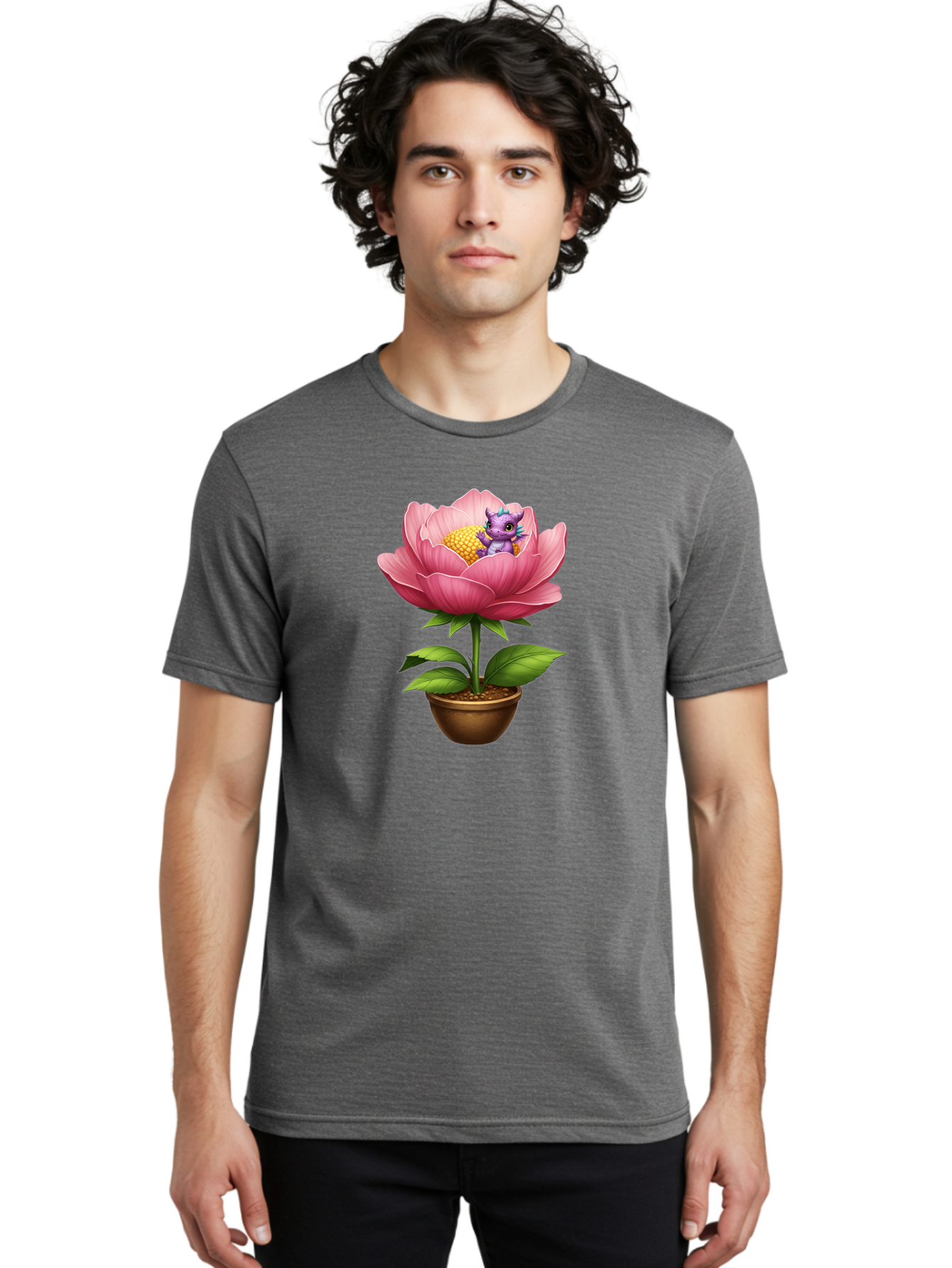Pink-Flower-With-Purple-Dragon Men'S Graphic Tee, 100% Cotton, Comfortable Casual Summer Wear, Machine Washable, Vintage Camera, Old Camera, Antique Camera, Black Camera, Classic Photography, Photography Equipment, Nostalgic Device, Bal125