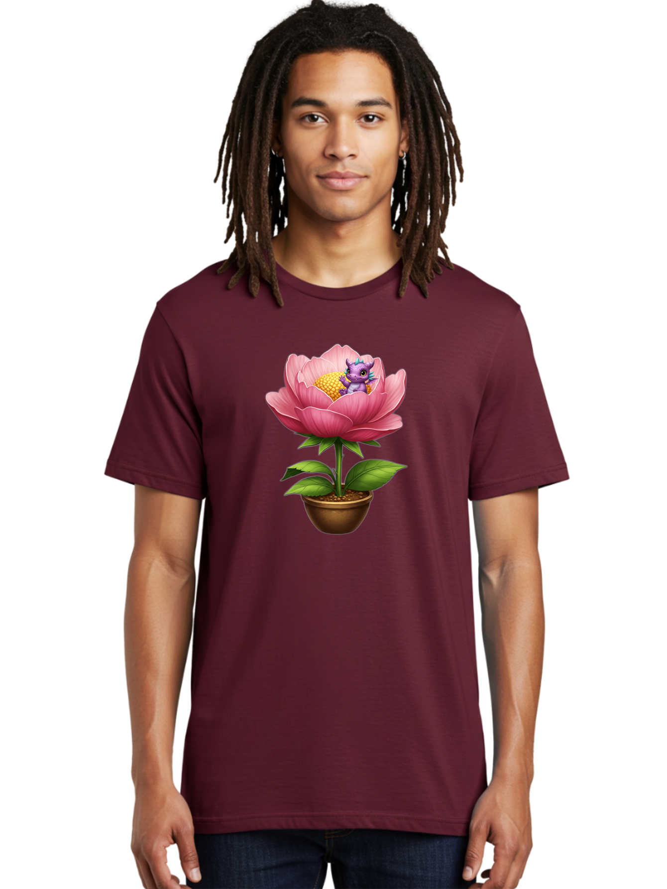 Pink-Flower-With-Purple-Dragon Men'S Graphic Tee, 100% Cotton, Comfortable Casual Summer Wear, Machine Washable, Vintage Camera, Old Camera, Antique Camera, Black Camera, Classic Photography, Photography Equipment, Nostalgic Device, Bal125