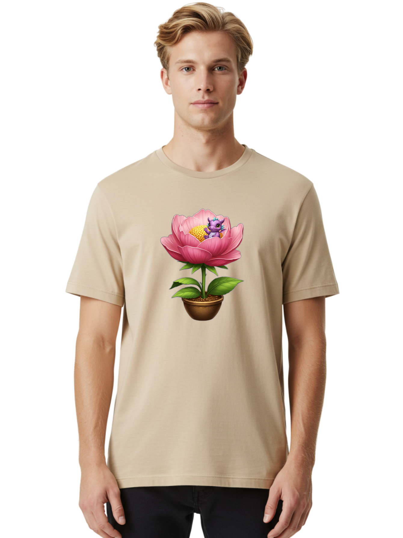 Pink-Flower-With-Purple-Dragon Men'S Graphic Tee, 100% Cotton, Comfortable Casual Summer Wear, Machine Washable, Vintage Camera, Old Camera, Antique Camera, Black Camera, Classic Photography, Photography Equipment, Nostalgic Device, Bal125