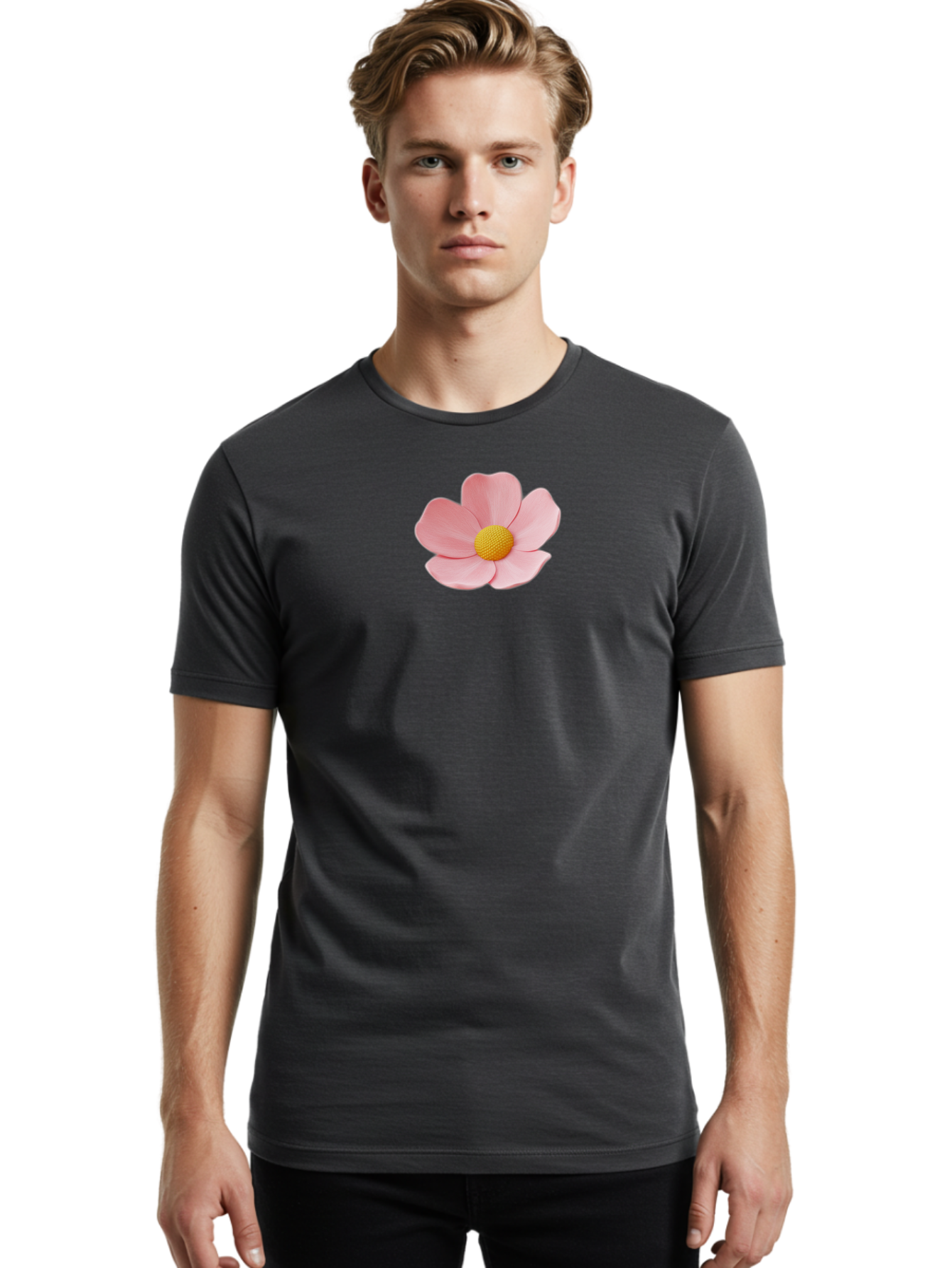 Pink-Flower Men'S Graphic Tee, 100% Cotton, Comfortable Casual Summer Wear, Machine Washable, Vintage Camera, Old Camera, Antique Camera, Black Camera, Classic Photography, Photography Equipment, Nostalgic Device, Film Camera, Camera Art Bal126