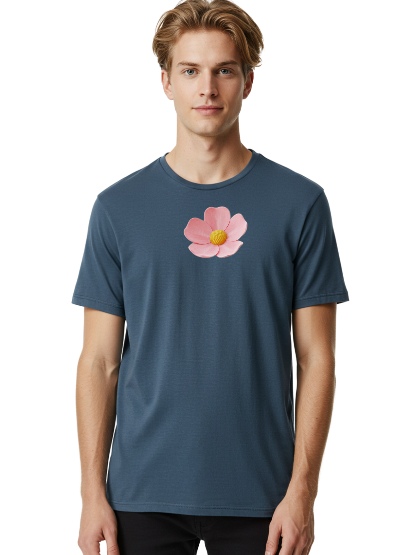 Pink-Flower Men'S Graphic Tee, 100% Cotton, Comfortable Casual Summer Wear, Machine Washable, Vintage Camera, Old Camera, Antique Camera, Black Camera, Classic Photography, Photography Equipment, Nostalgic Device, Film Camera, Camera Art Bal126