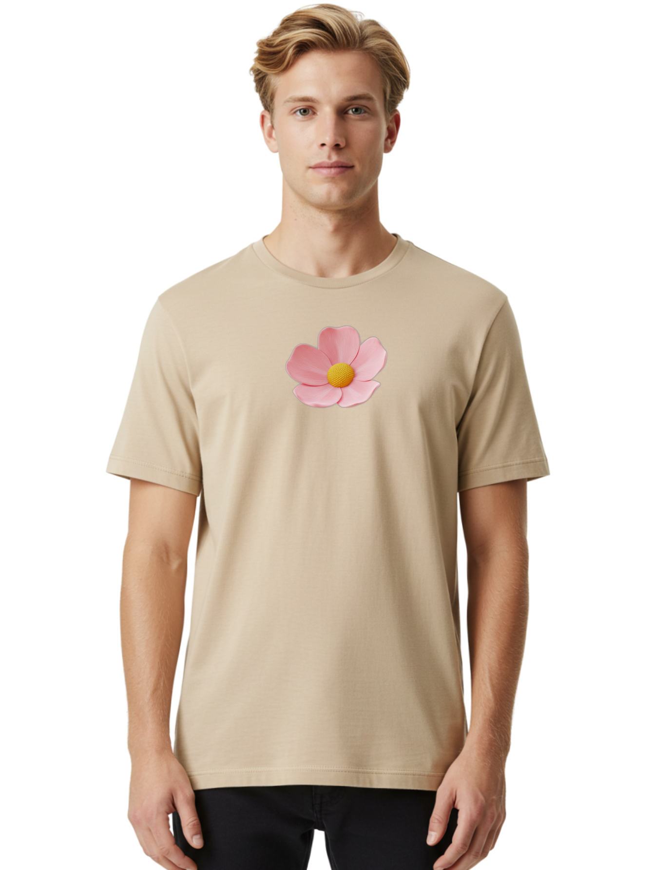 Pink-Flower Men'S Graphic Tee, 100% Cotton, Comfortable Casual Summer Wear, Machine Washable, Vintage Camera, Old Camera, Antique Camera, Black Camera, Classic Photography, Photography Equipment, Nostalgic Device, Film Camera, Camera Art Bal126