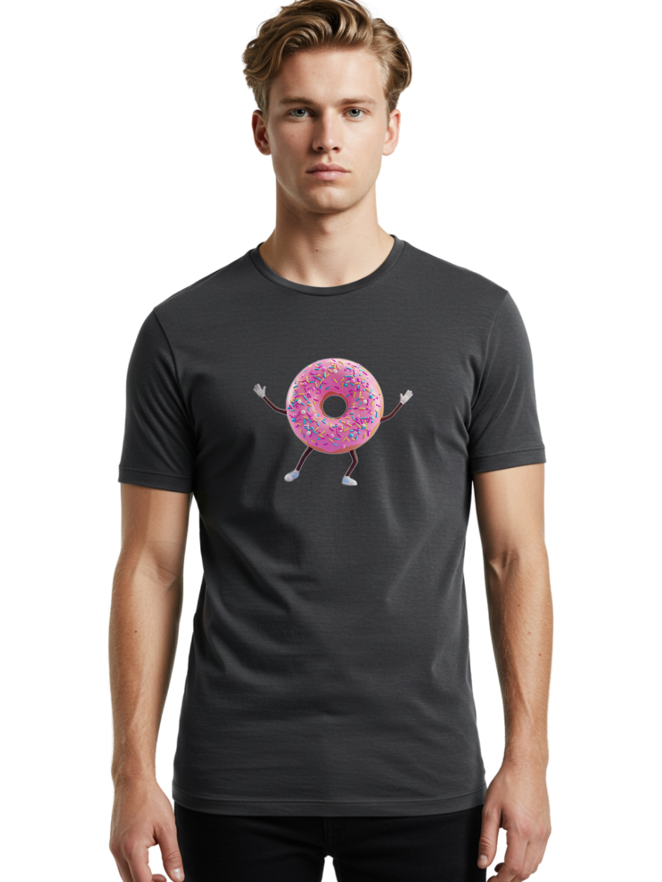 Pink-Frosting-Donut Men'S Graphic Tee, 100% Cotton, Comfortable Casual Summer Wear, Machine Washable, Vintage Camera, Old Camera, Antique Camera, Black Camera, Classic Photography, Photography Equipment, Nostalgic Device, Film Camera, Bal127