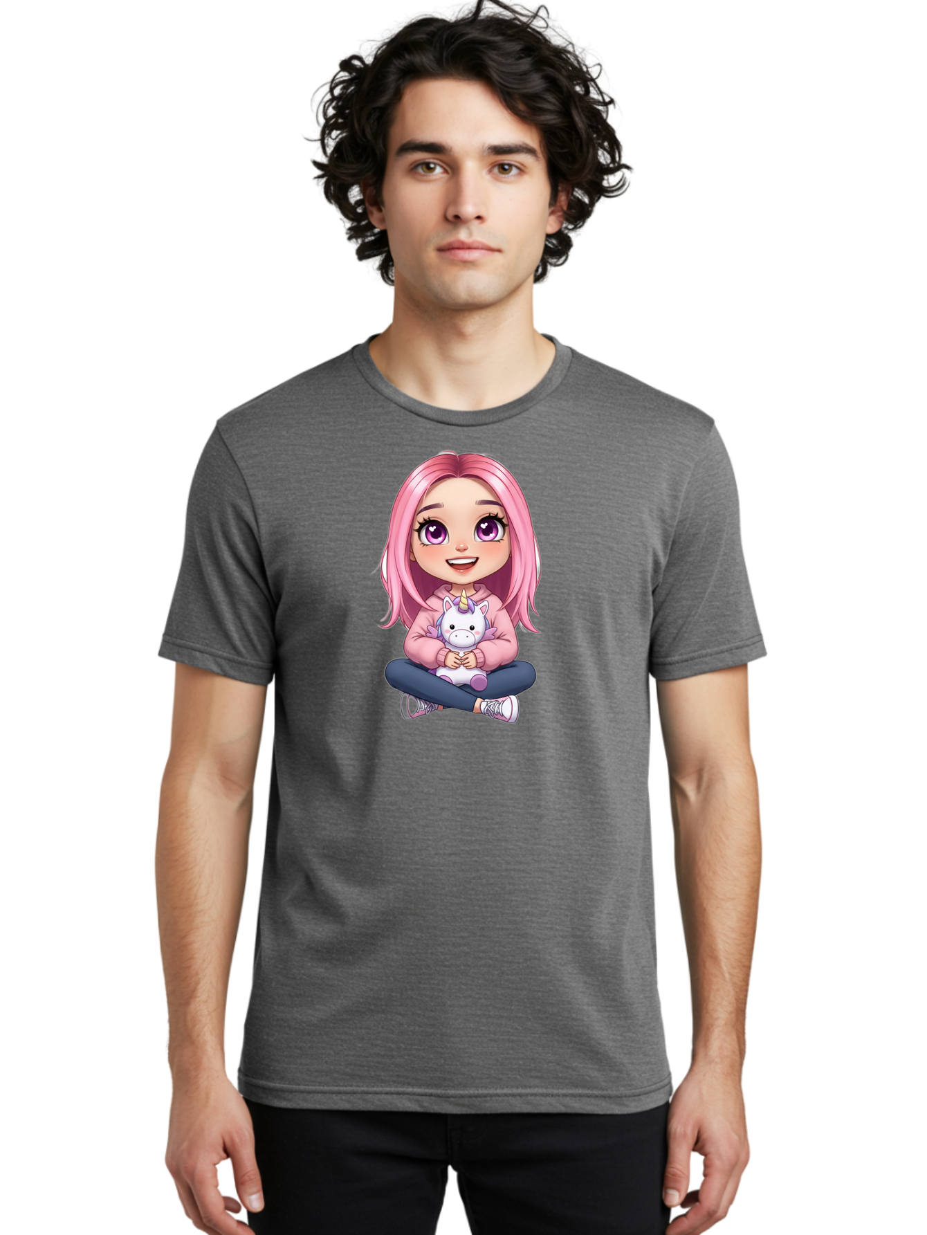 Pink-Haired-Girl-With-Unicorn Men'S Graphic Tee, 100% Cotton, Comfortable Casual Summer Wear, Machine Washable, Vintage Camera, Old Camera, Antique Camera, Black Camera, Classic Photography, Photography Equipment, Nostalgic Device, Bal131