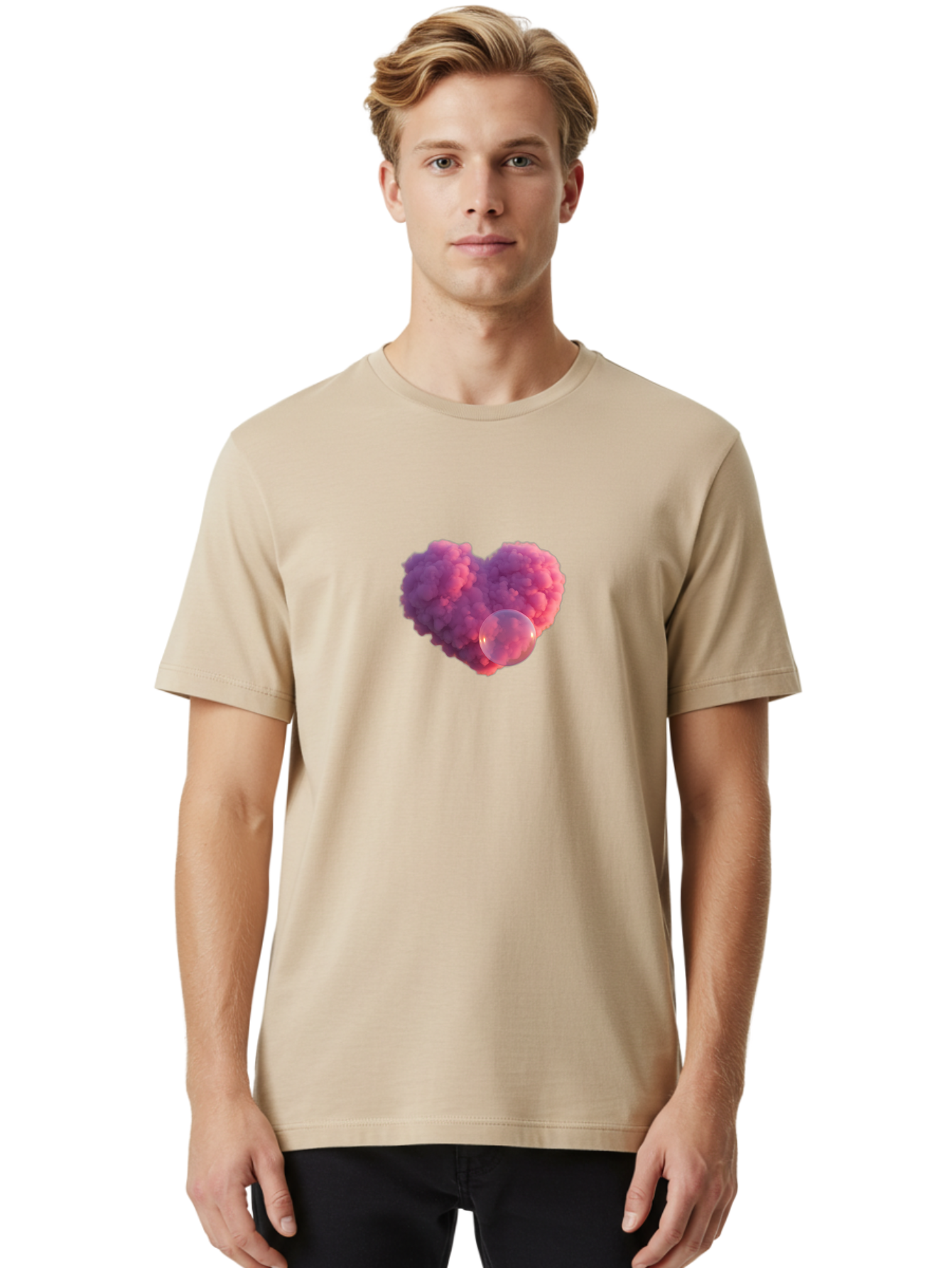 Pink-Heart-With-Bubble Men'S Graphic Tee, 100% Cotton, Comfortable Casual Summer Wear, Machine Washable, Vintage Camera, Old Camera, Antique Camera, Black Camera, Classic Photography, Photography Equipment, Nostalgic Device, Film Camera, Bal132