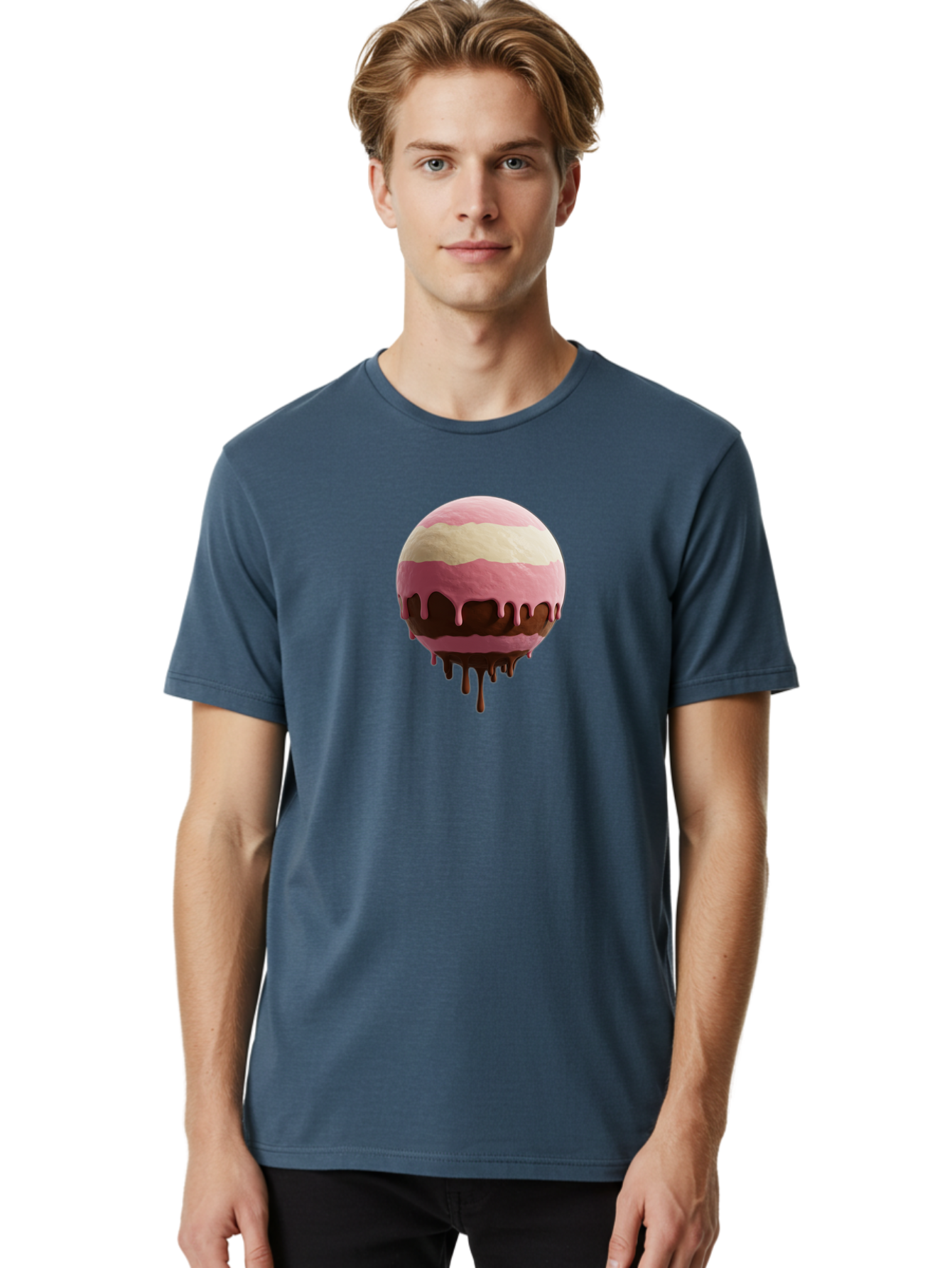 Pink-Ice-Cream-Scoop-With-Chocolate-Sauce Men'S Graphic Tee, 100% Cotton, Comfortable Casual Summer Wear, Machine Washable, Vintage Camera, Old Camera, Antique Camera, Black Camera, Classic Photography, Photography Equipment, Nostalgic Device, Bal133