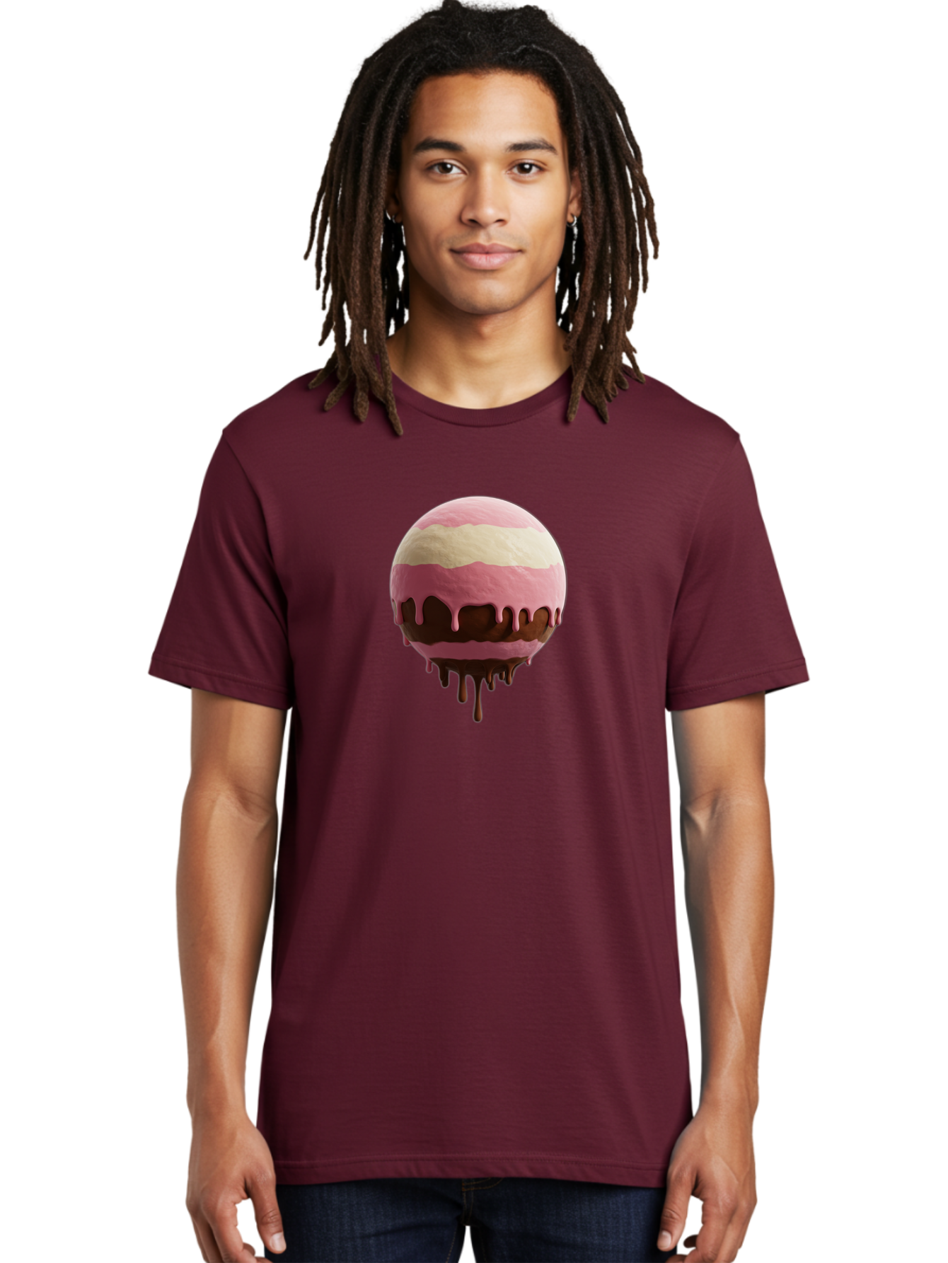 Pink-Ice-Cream-Scoop-With-Chocolate-Sauce Men'S Graphic Tee, 100% Cotton, Comfortable Casual Summer Wear, Machine Washable, Vintage Camera, Old Camera, Antique Camera, Black Camera, Classic Photography, Photography Equipment, Nostalgic Device, Bal133