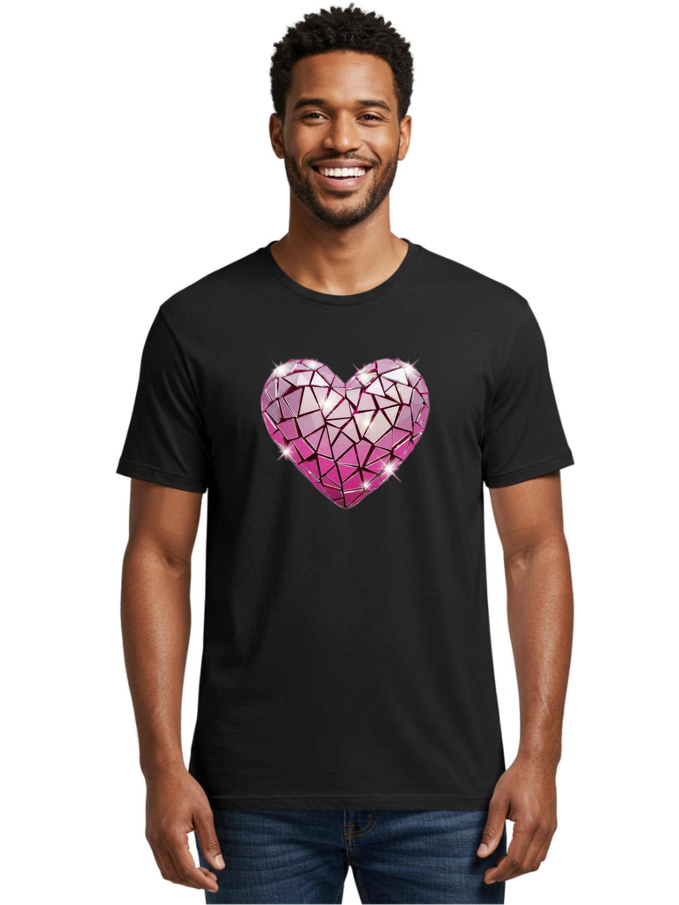 Pink-Mosaic-Heart Men'S Graphic Tee, 100% Cotton, Comfortable Casual Summer Wear, Machine Washable, Vintage Camera, Old Camera, Antique Camera, Black Camera, Classic Photography, Photography Equipment, Nostalgic Device, Film Camera, Camera Art Bal134