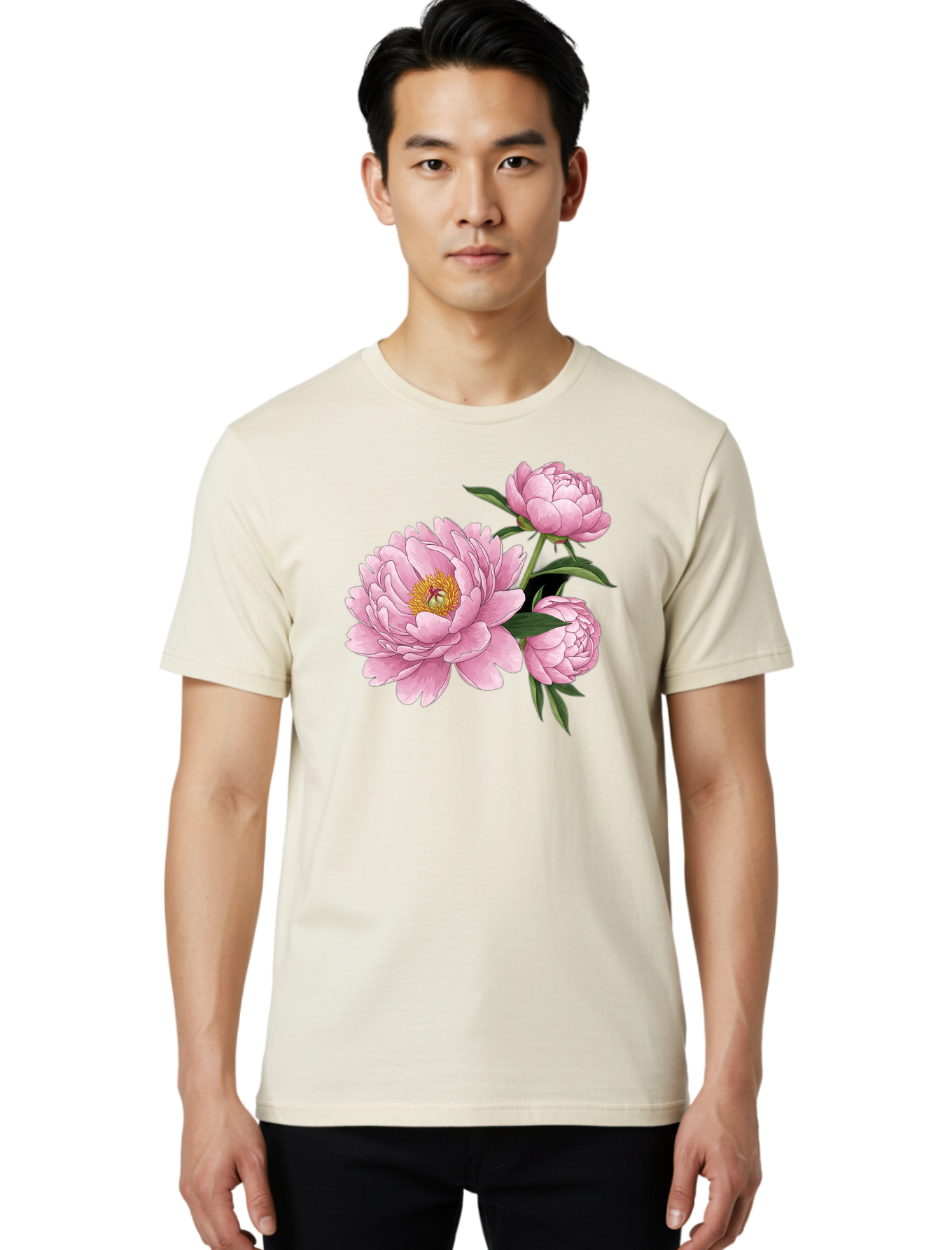 Pink-Peonies-1 Men'S Graphic Tee, 100% Cotton, Comfortable Casual Summer Wear, Machine Washable, Vintage Camera, Old Camera, Antique Camera, Black Camera, Classic Photography, Photography Equipment, Nostalgic Device, Film Camera, Camera Art Bal135