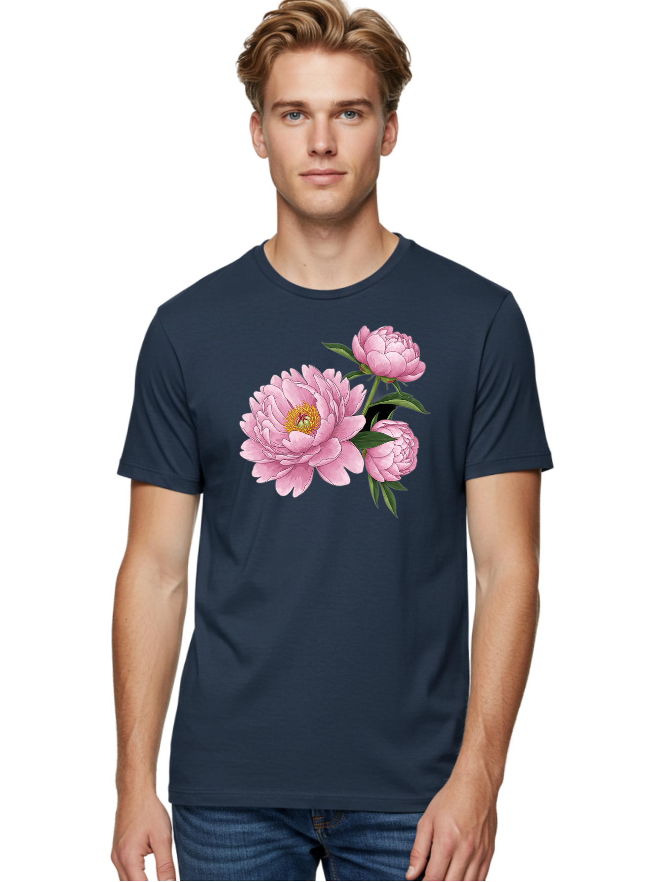 Pink-Peonies-1 Men'S Graphic Tee, 100% Cotton, Comfortable Casual Summer Wear, Machine Washable, Vintage Camera, Old Camera, Antique Camera, Black Camera, Classic Photography, Photography Equipment, Nostalgic Device, Film Camera, Camera Art Bal135